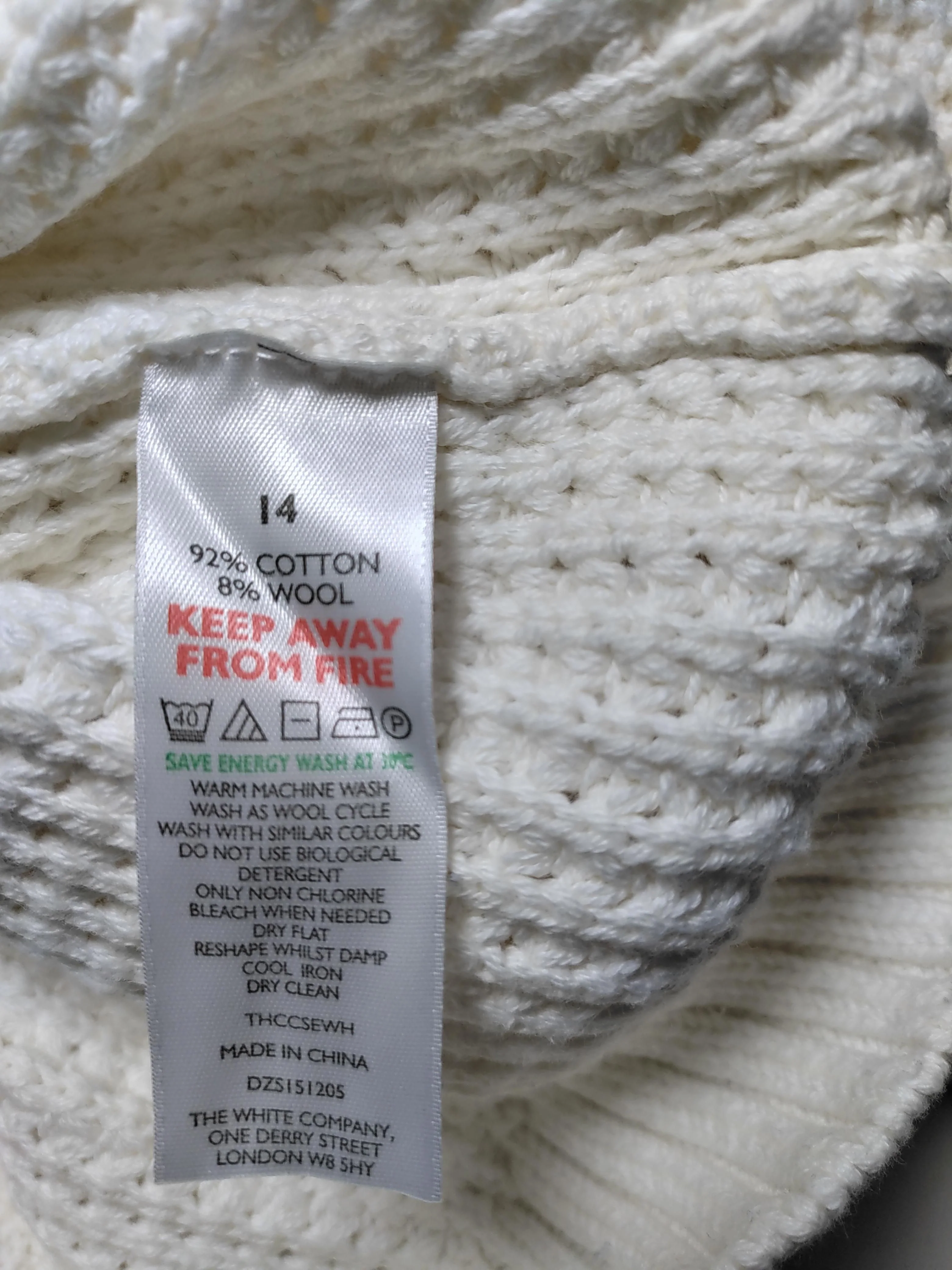 The White Company Women's Jumper UK 14 White Cotton with Wool Pullover - Image 6