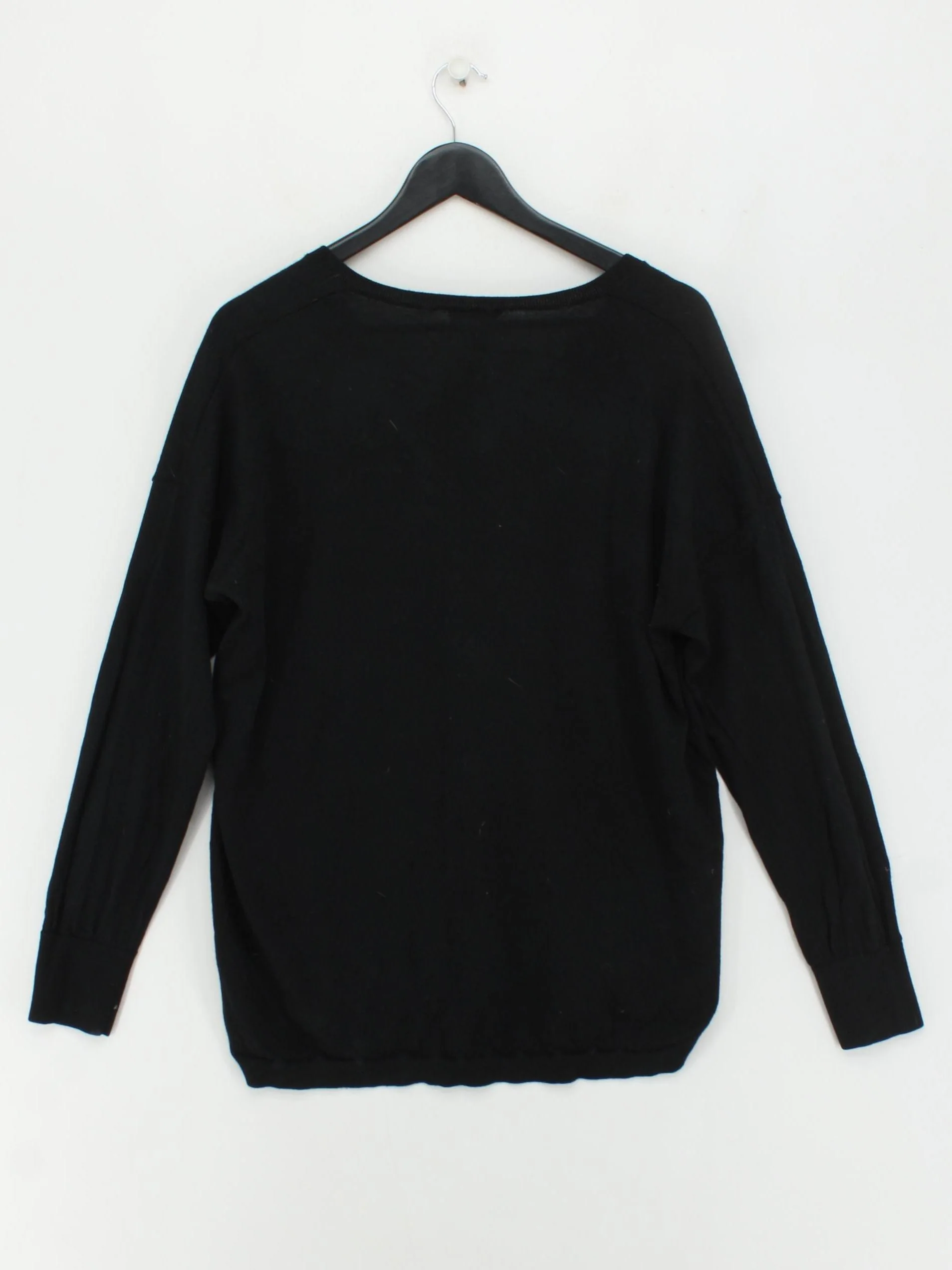 The White Company Women's Jumper UK 16 Black 100% Wool V-Neck Pullover - Image 2