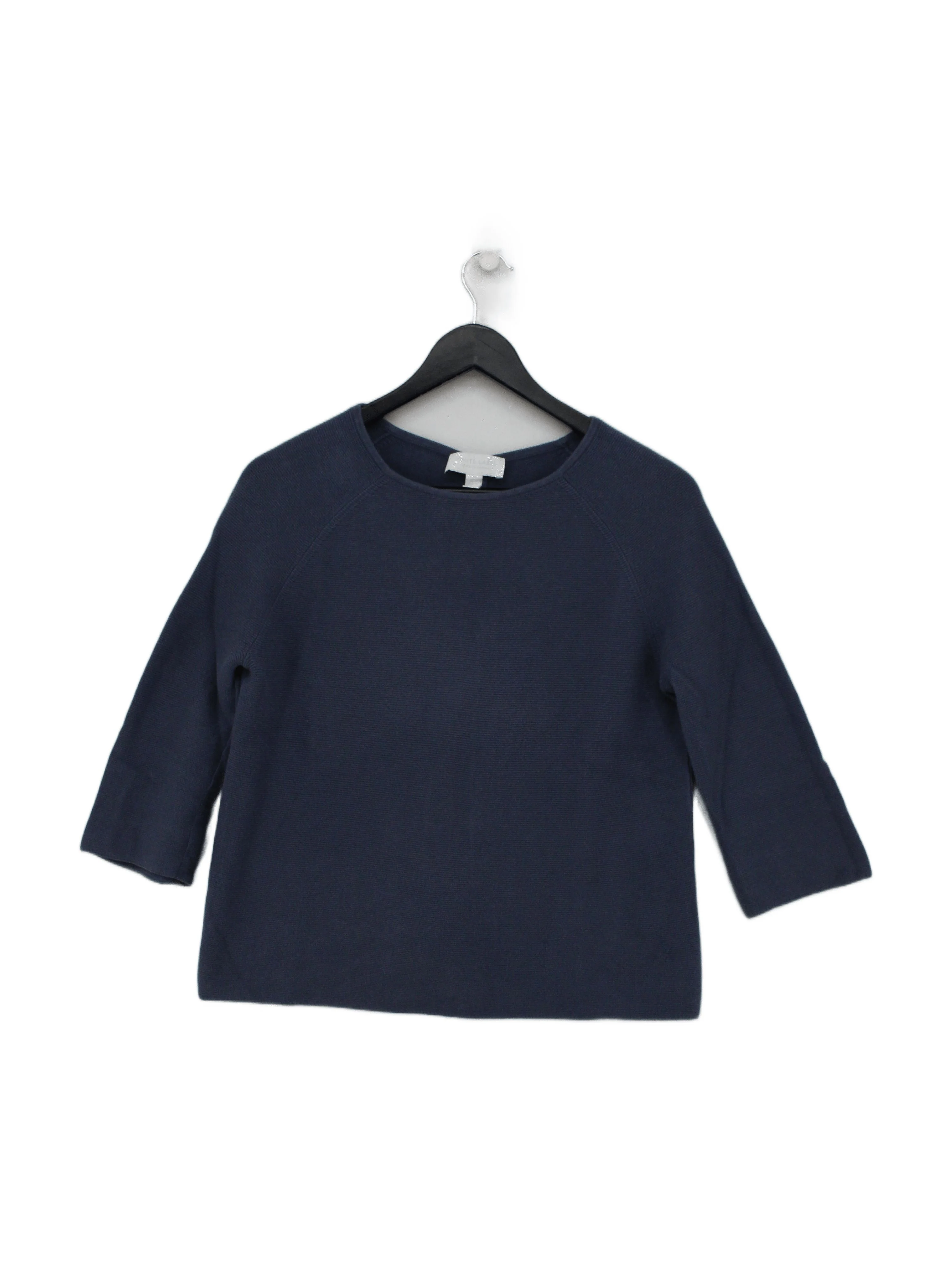 The White Company Women's Jumper UK 8 Blue 100% Cotton Round Neck Pullover
