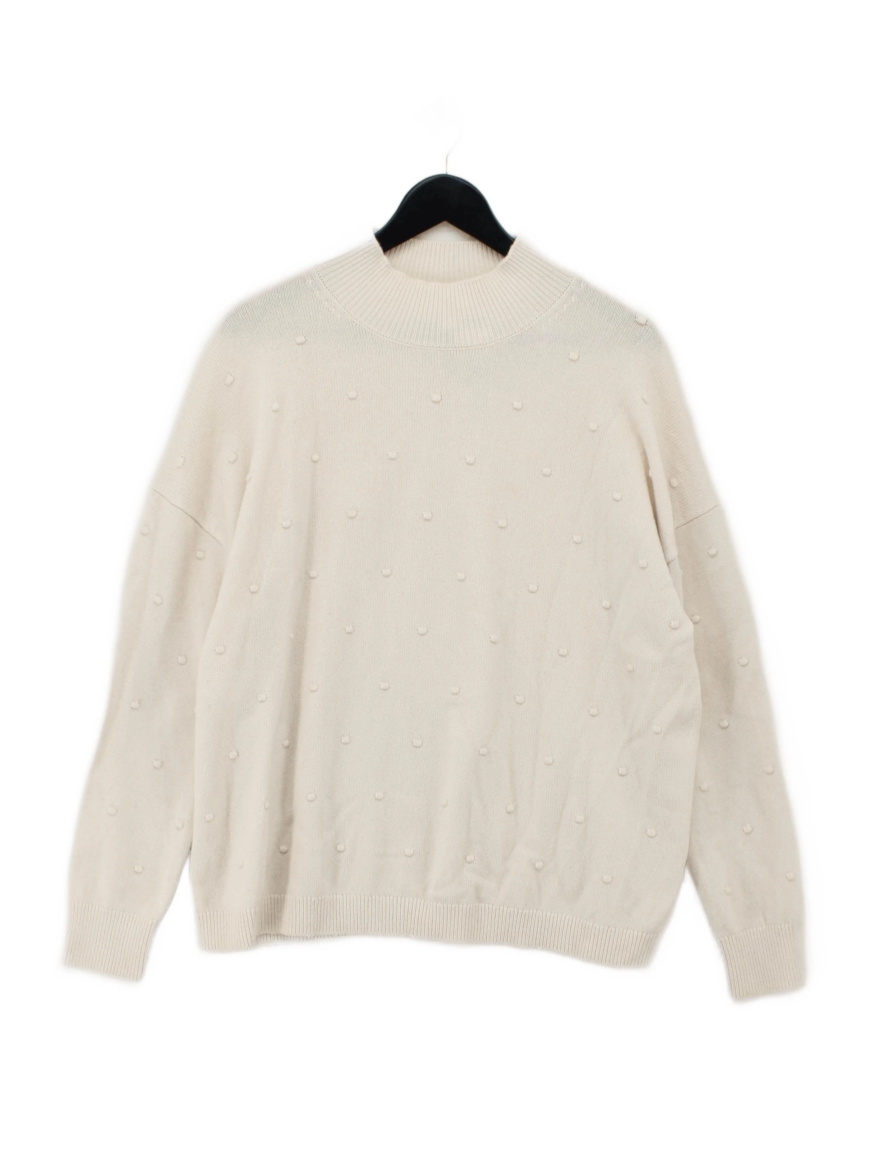 The White Company Women's Jumper XL Cream 100% Wool Mock Neck Pullover