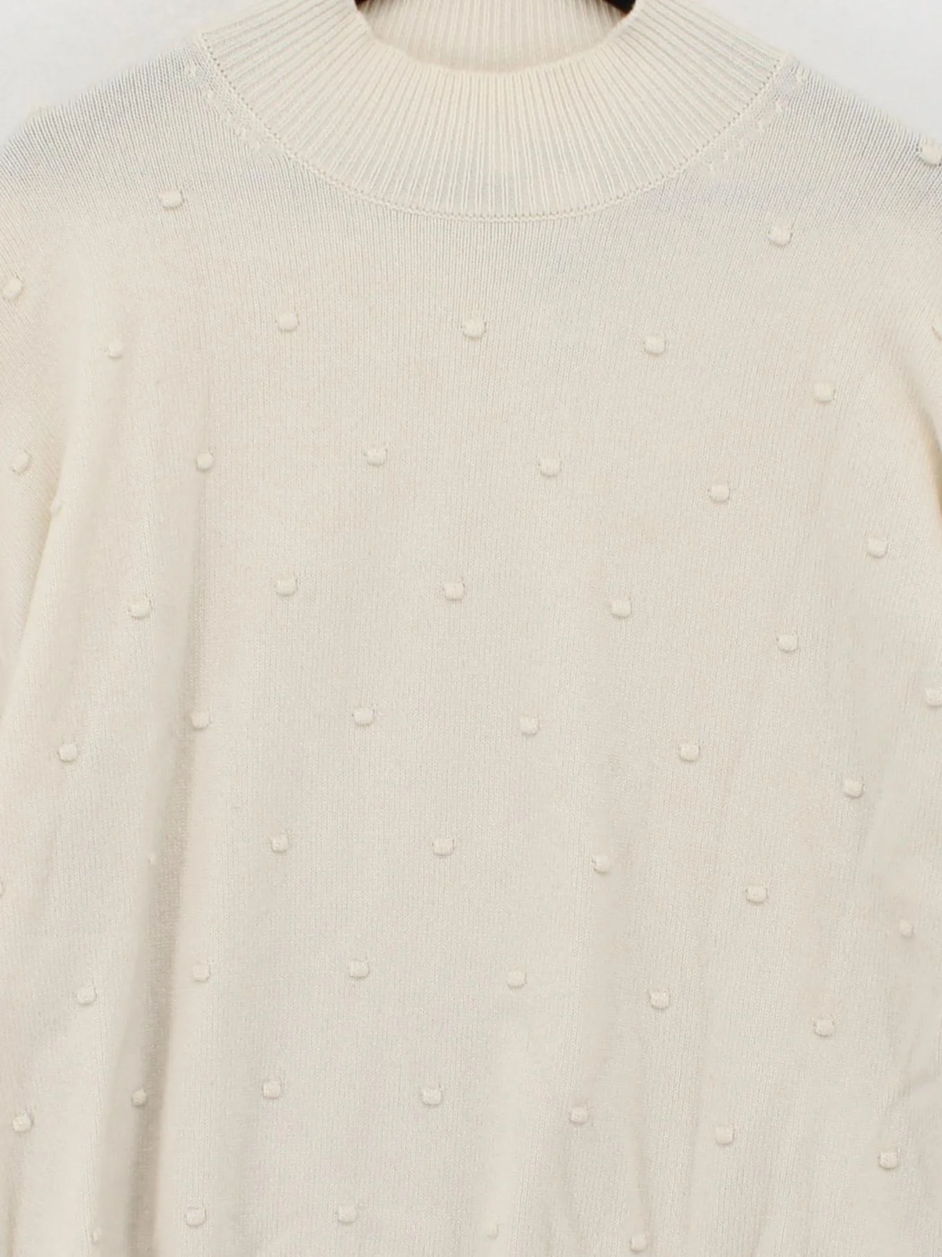The White Company Women's Jumper XL Cream 100% Wool Mock Neck Pullover - Image 3