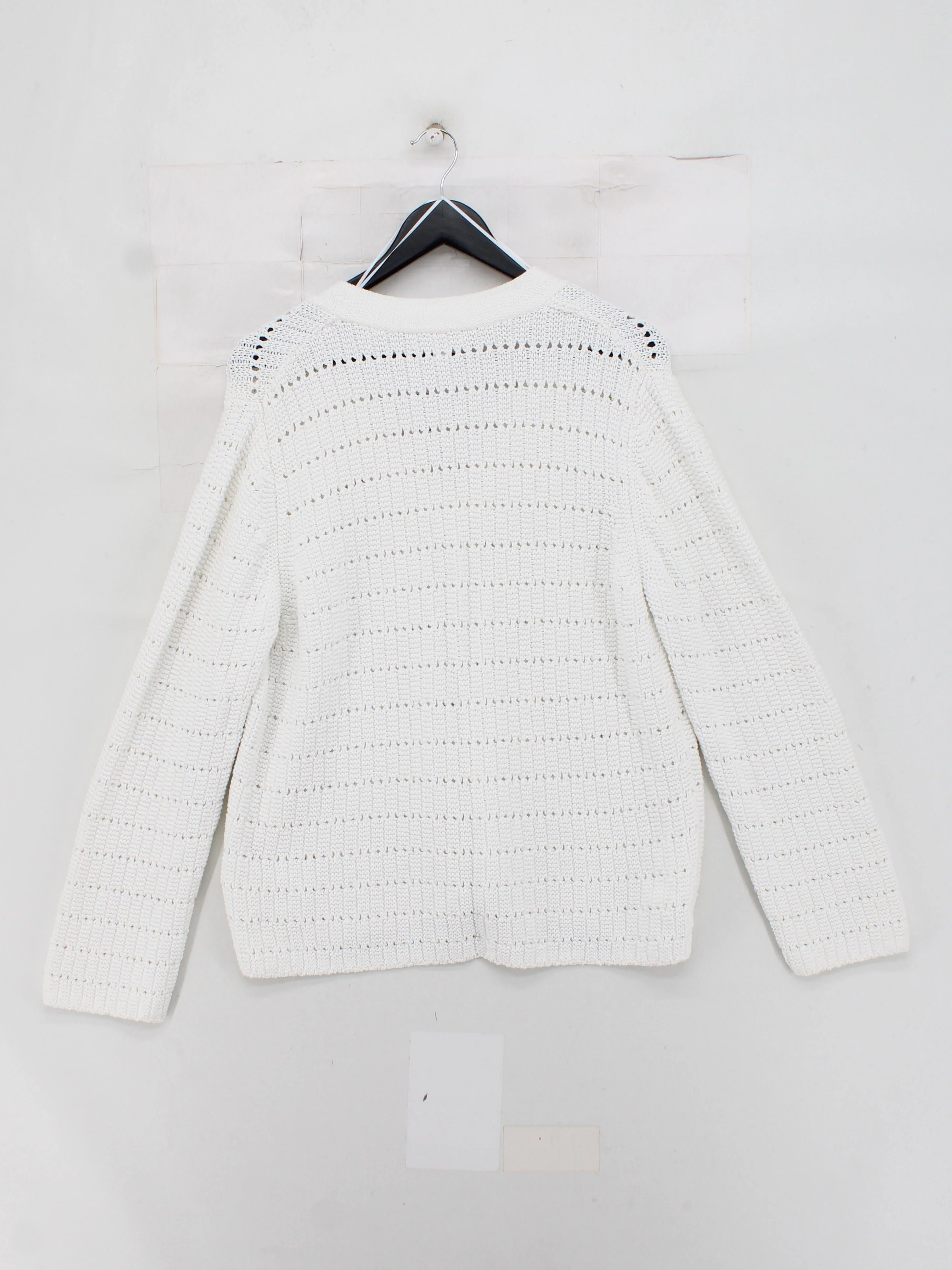 The White Company Women's Jumper XL White Cotton with Nylon V-Neck Pullover - Image 2