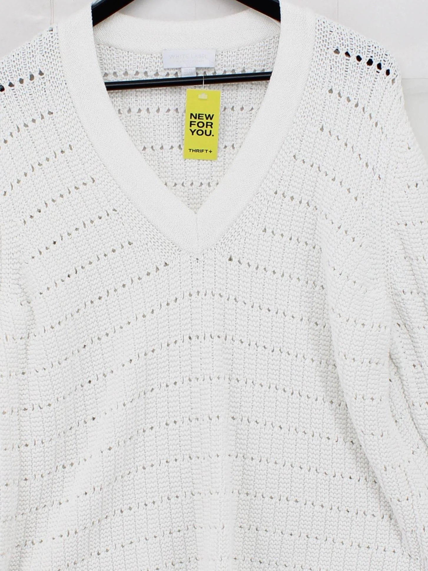 The White Company Women's Jumper XL White Cotton with Nylon V-Neck Pullover - Image 3