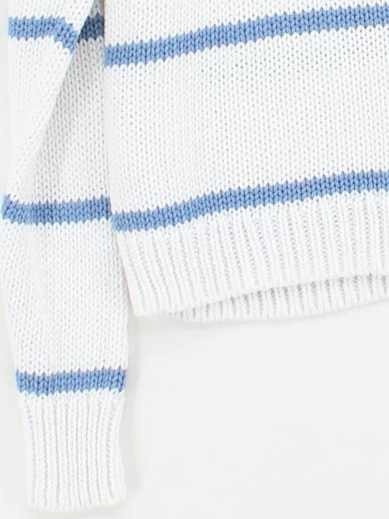 The White Company Women's Jumper XS Multi Striped 100% Other Mock Neck Pullover - Image 4