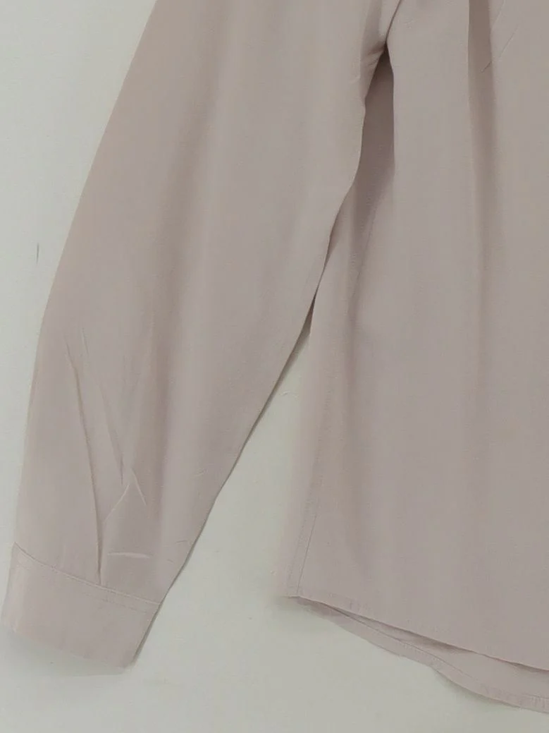 The White Company Women's Shirt UK 12 Grey 100% Silk Long Sleeve Collared Basic - Image 4
