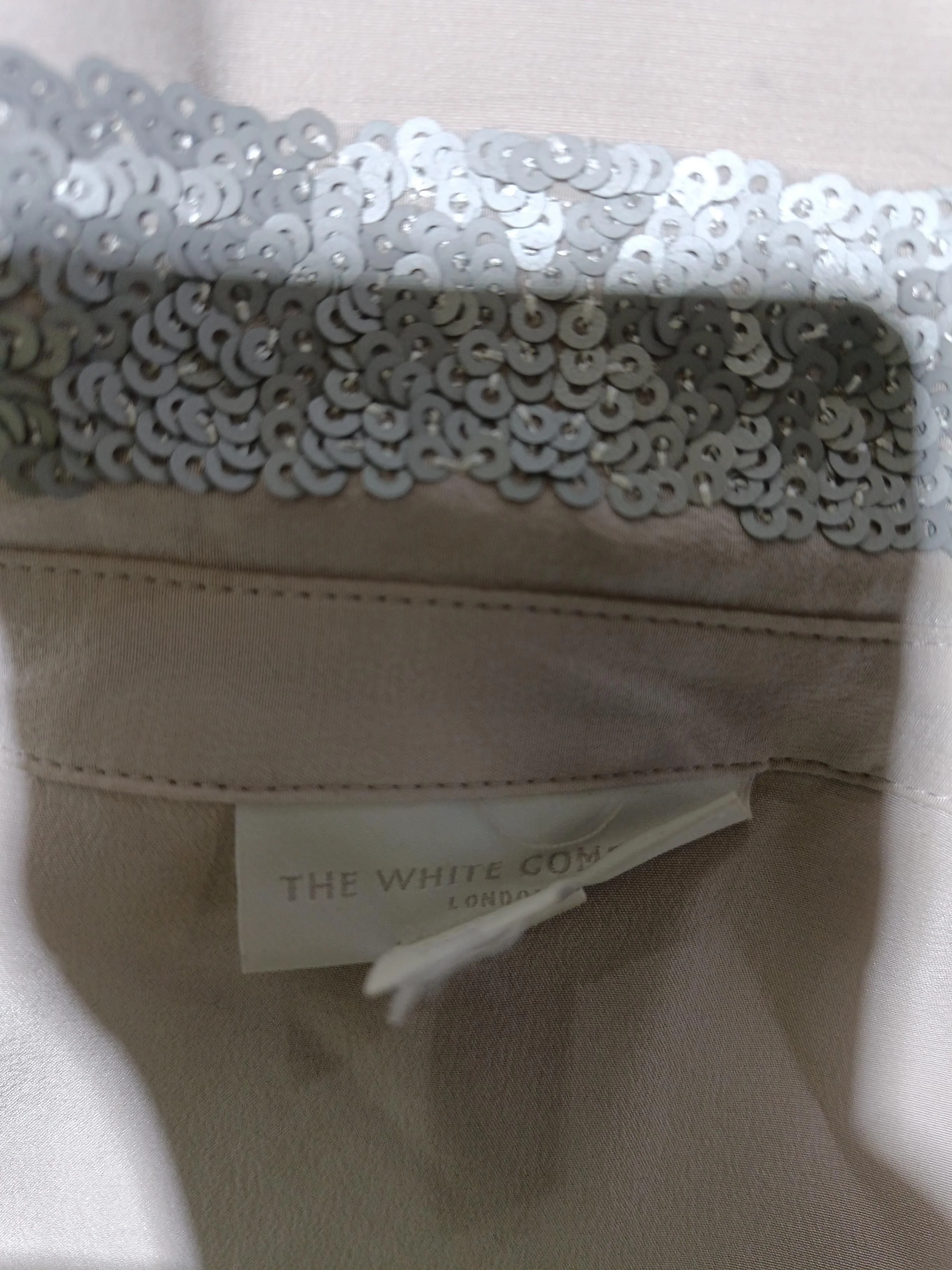 The White Company Women's Shirt UK 12 Grey 100% Silk Long Sleeve Collared Basic - Image 6