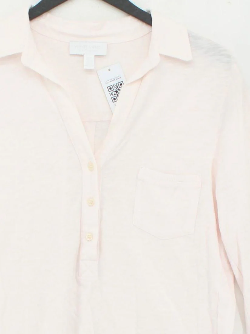 The White Company Women's Shirt UK 16 Pink 100% Cotton 3/4 Sleeve Collared Basic - Image 3