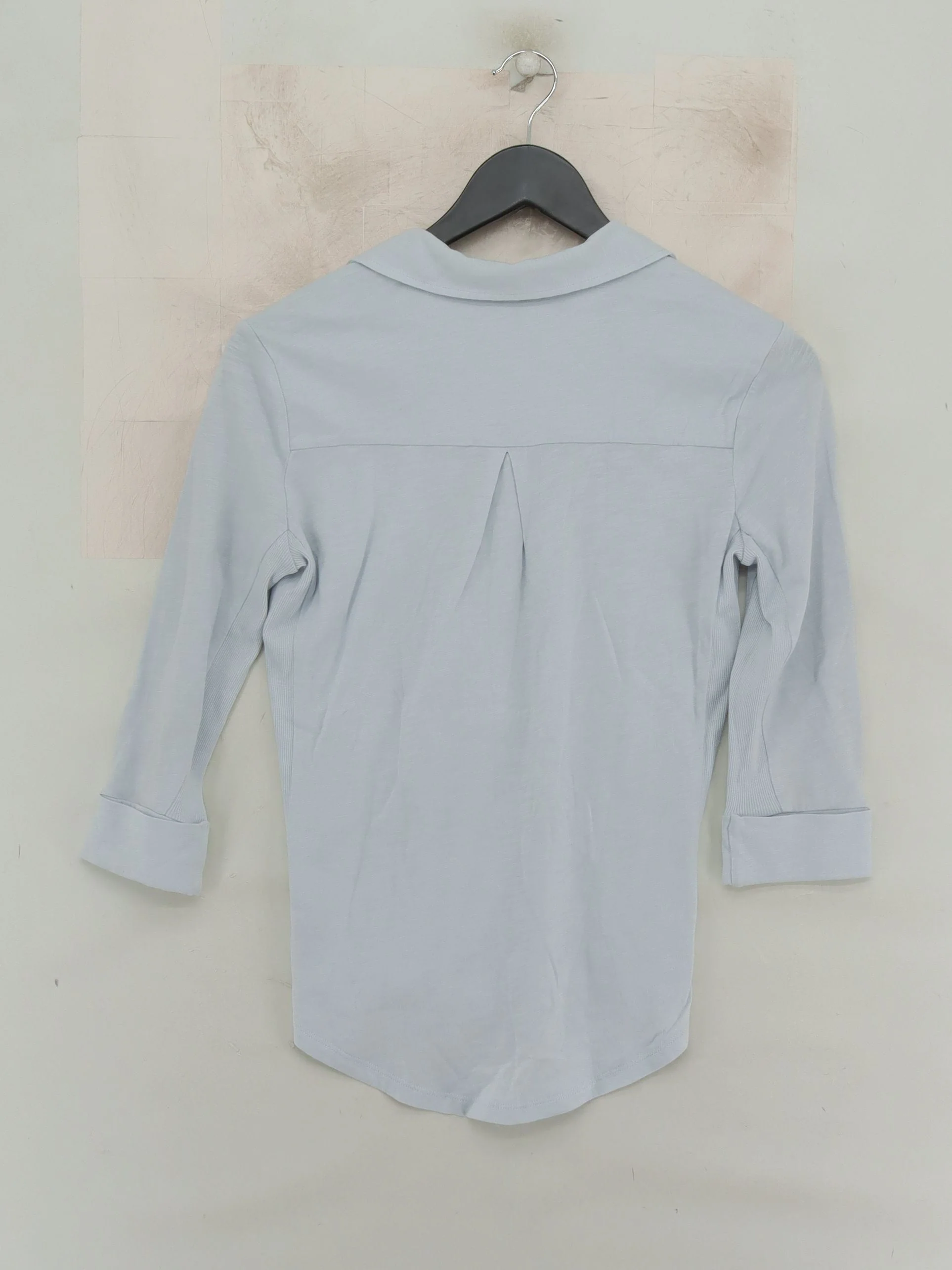 The White Company Women's Shirt UK 8 Blue 100% Cotton 3/4 Sleeve Collared Basic - Image 2