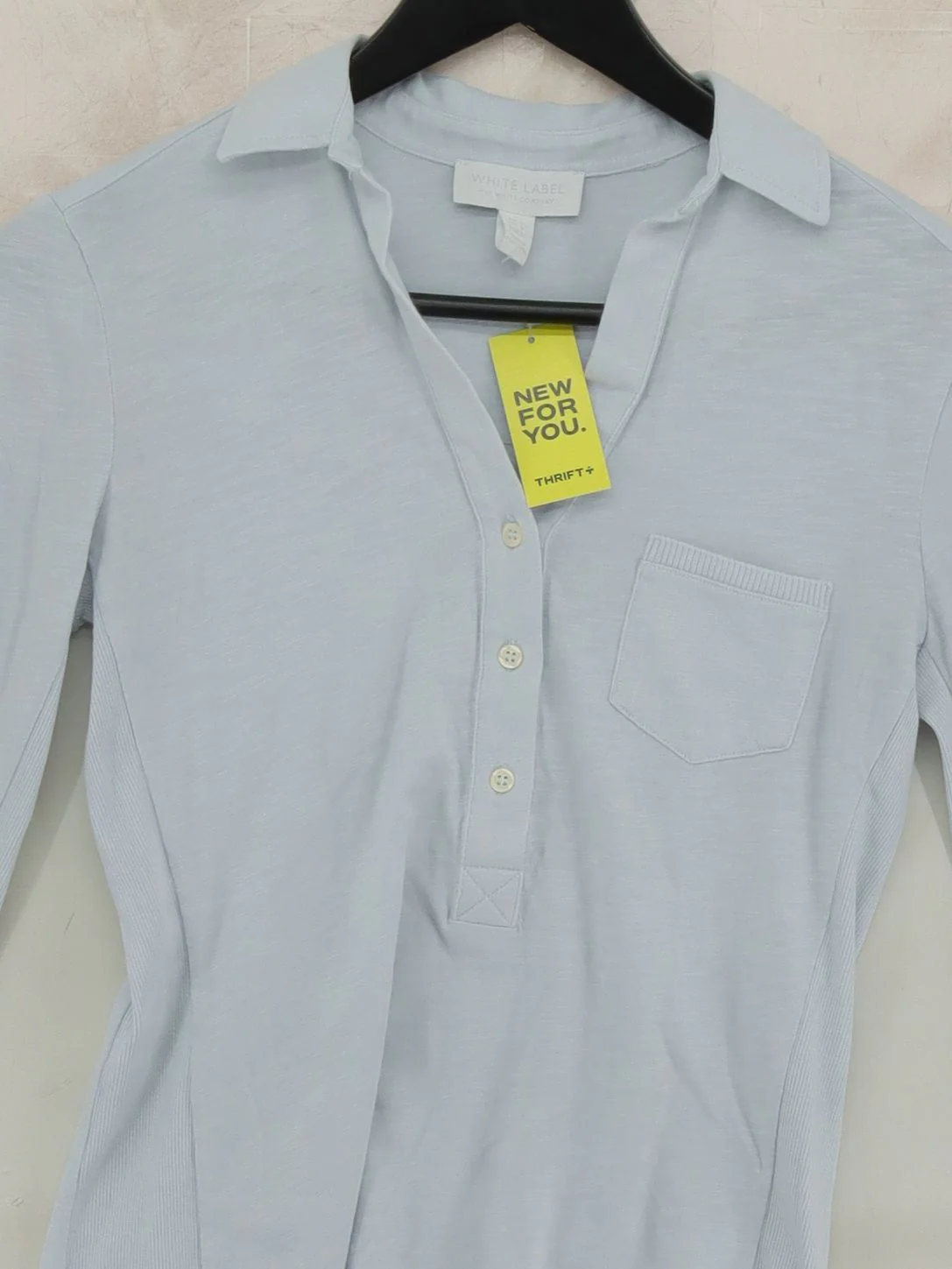 The White Company Women's Shirt UK 8 Blue 100% Cotton 3/4 Sleeve Collared Basic - Image 3