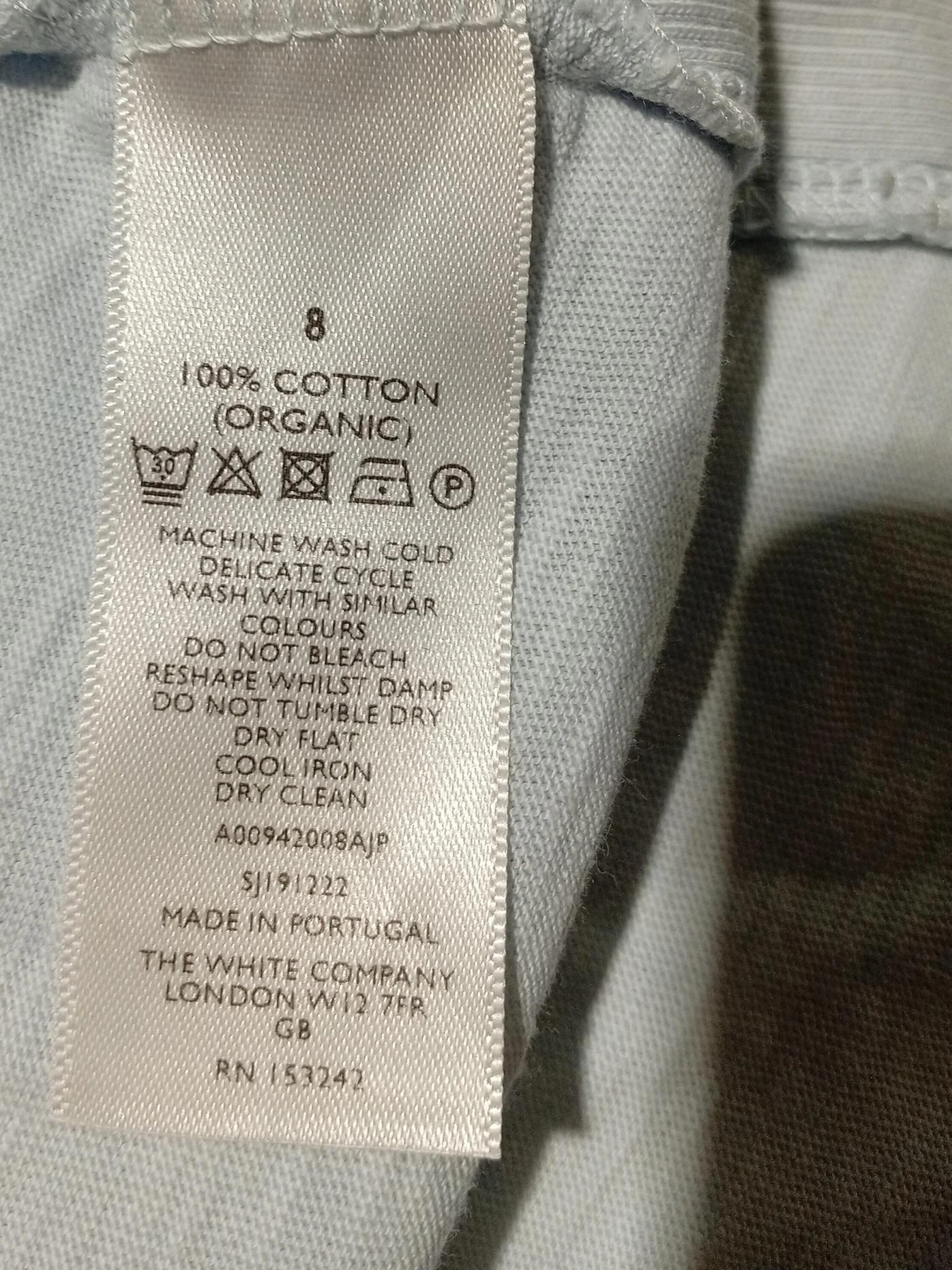 The White Company Women's Shirt UK 8 Blue 100% Cotton 3/4 Sleeve Collared Basic - Image 6