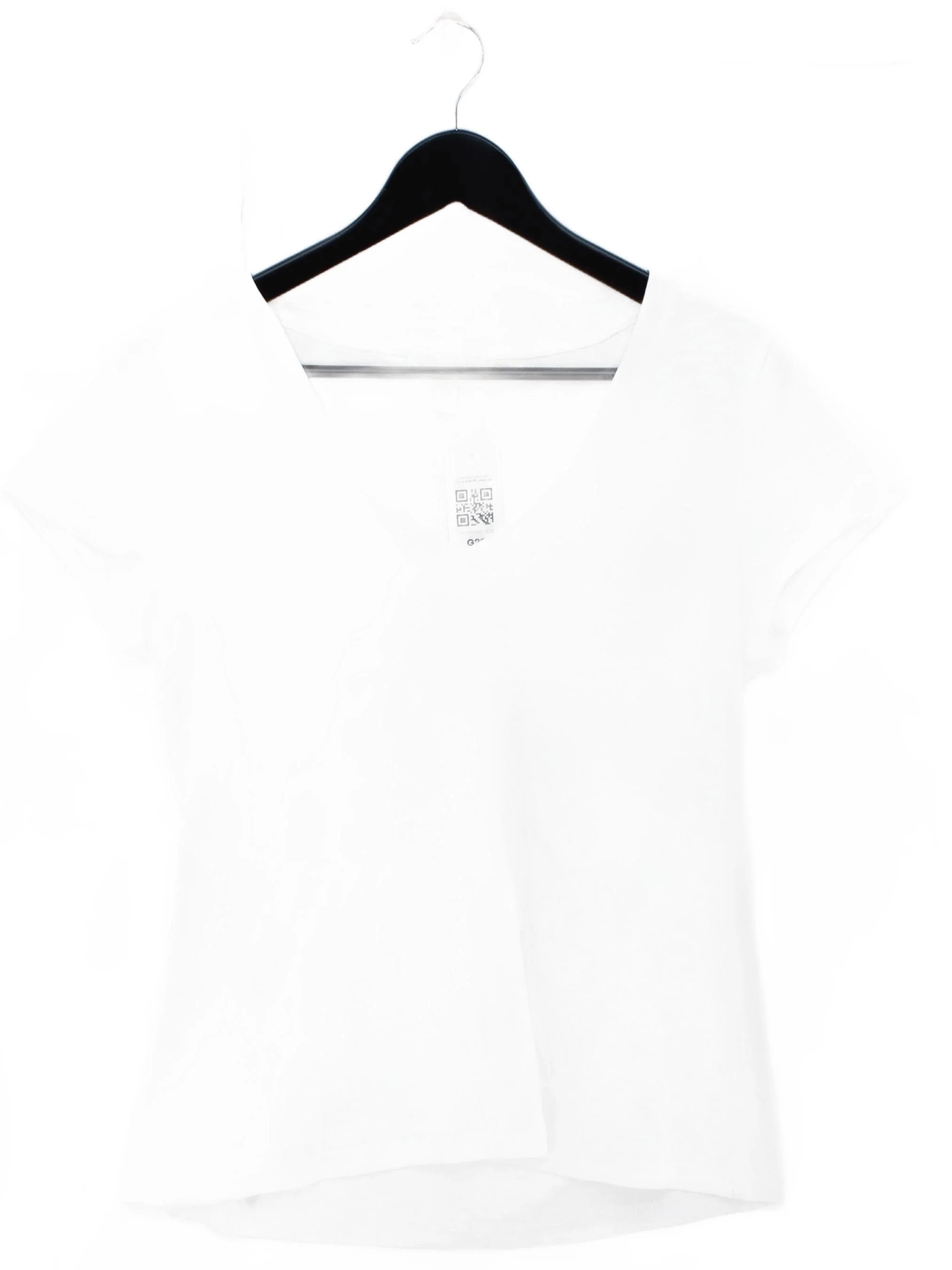 The White Company Women's T-Shirt L White 100% Cotton Short Sleeve V-Neck Basic