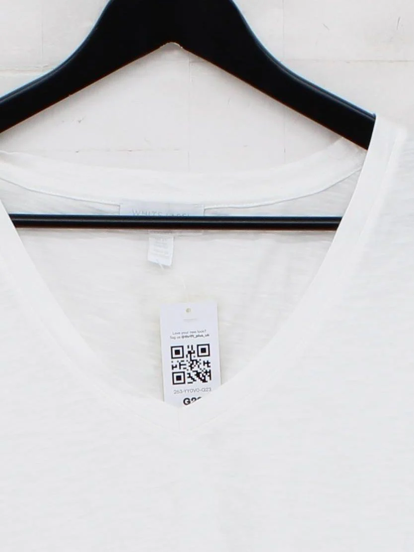 The White Company Women's T-Shirt L White 100% Cotton Short Sleeve V-Neck Basic - Image 3