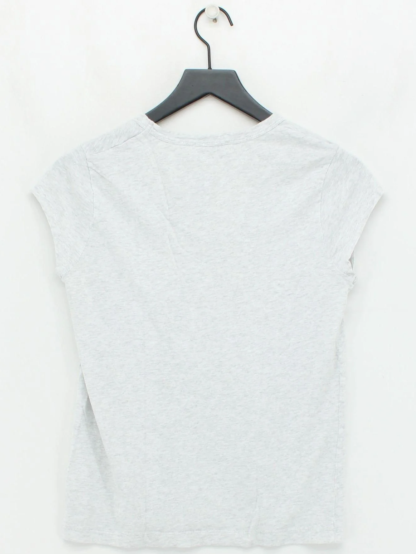 The White Company Women's T-Shirt M Grey 100% Cotton Short Sleeve V-Neck Basic - Image 2