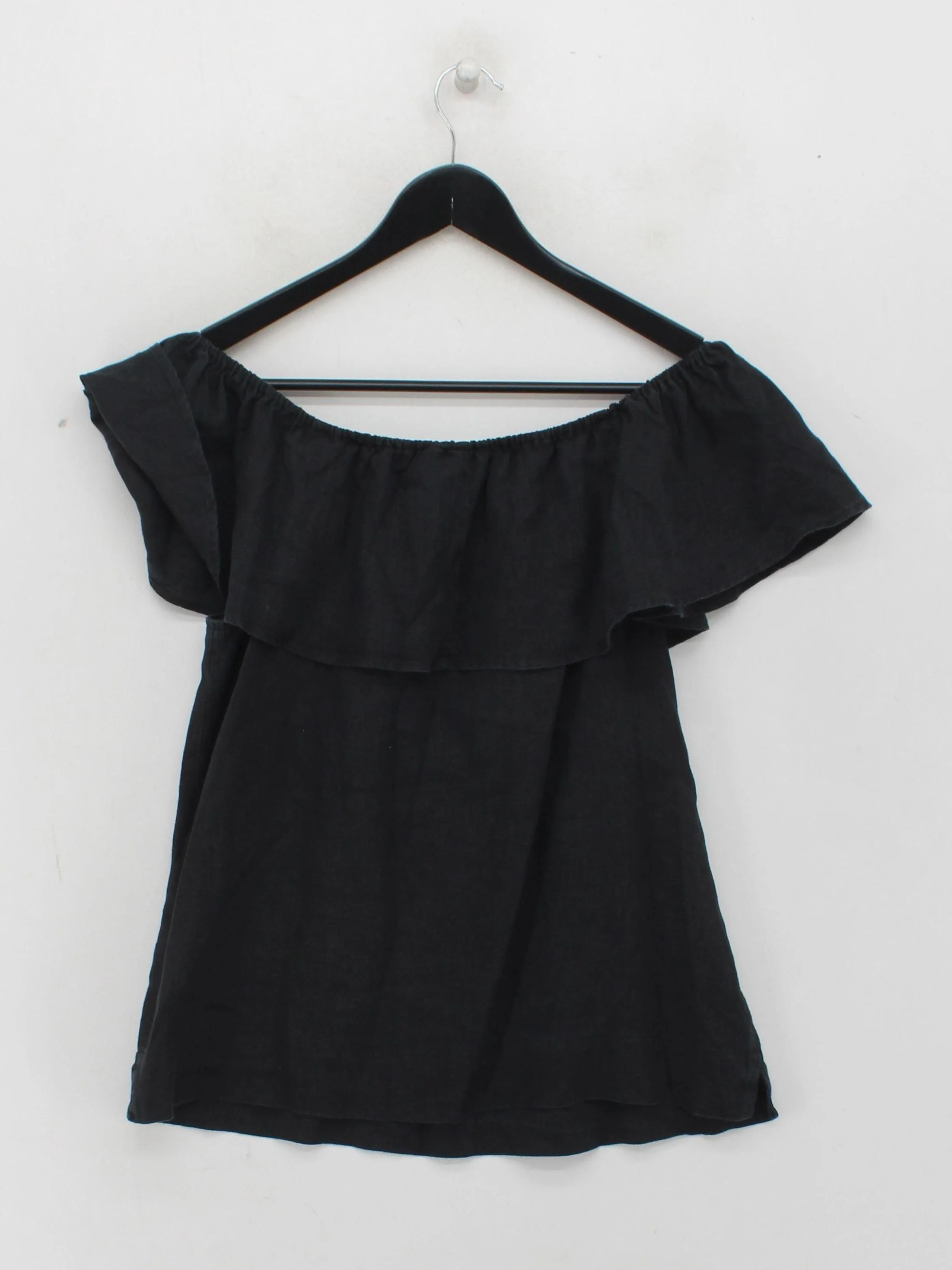 The White Company Women's Top M Black 100% Linen Short Sleeve Square Neck Basic - Image 2