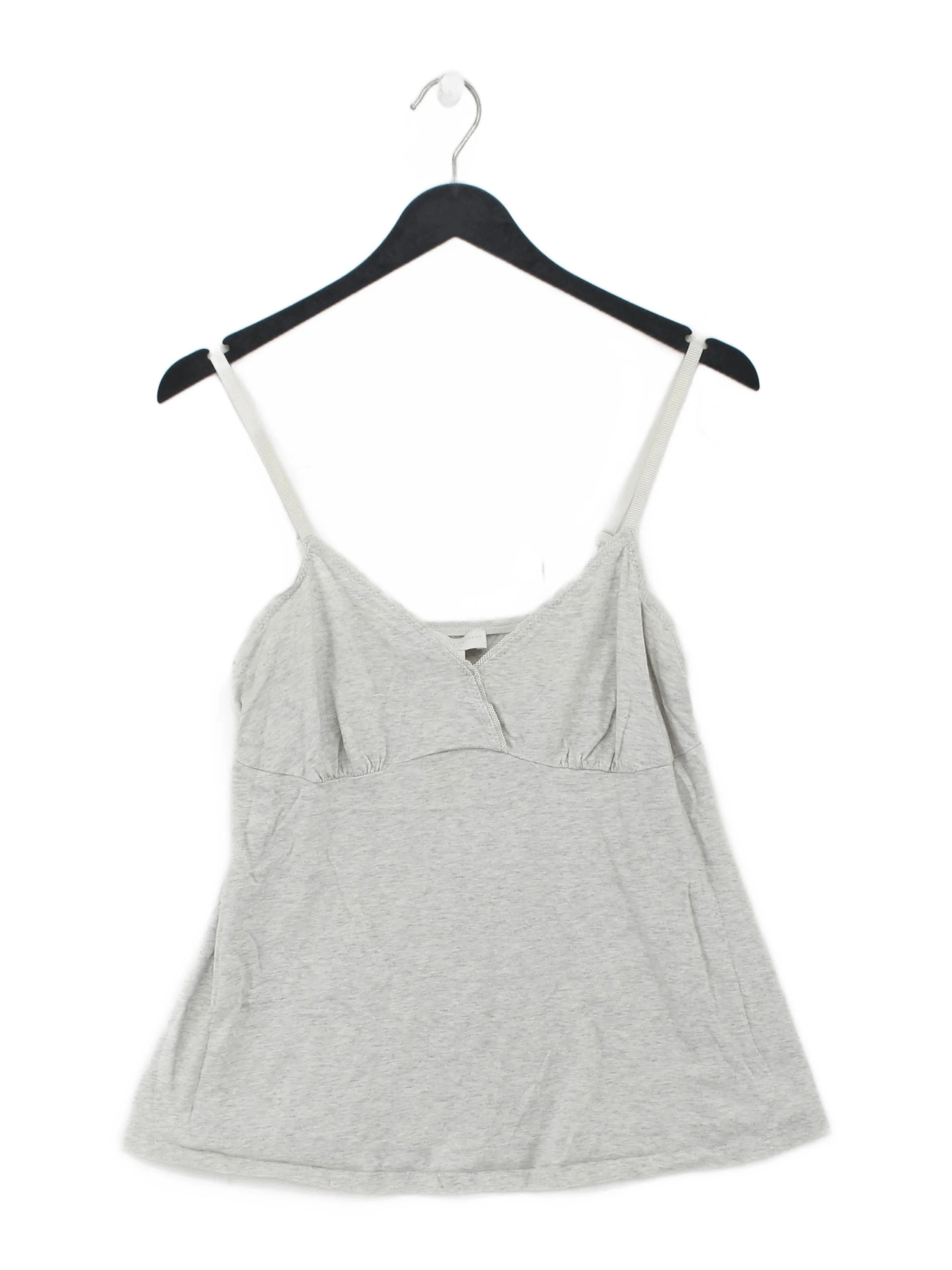 The White Company Women's Top S Grey 100% Cotton Sleeveless V-Neck Basic