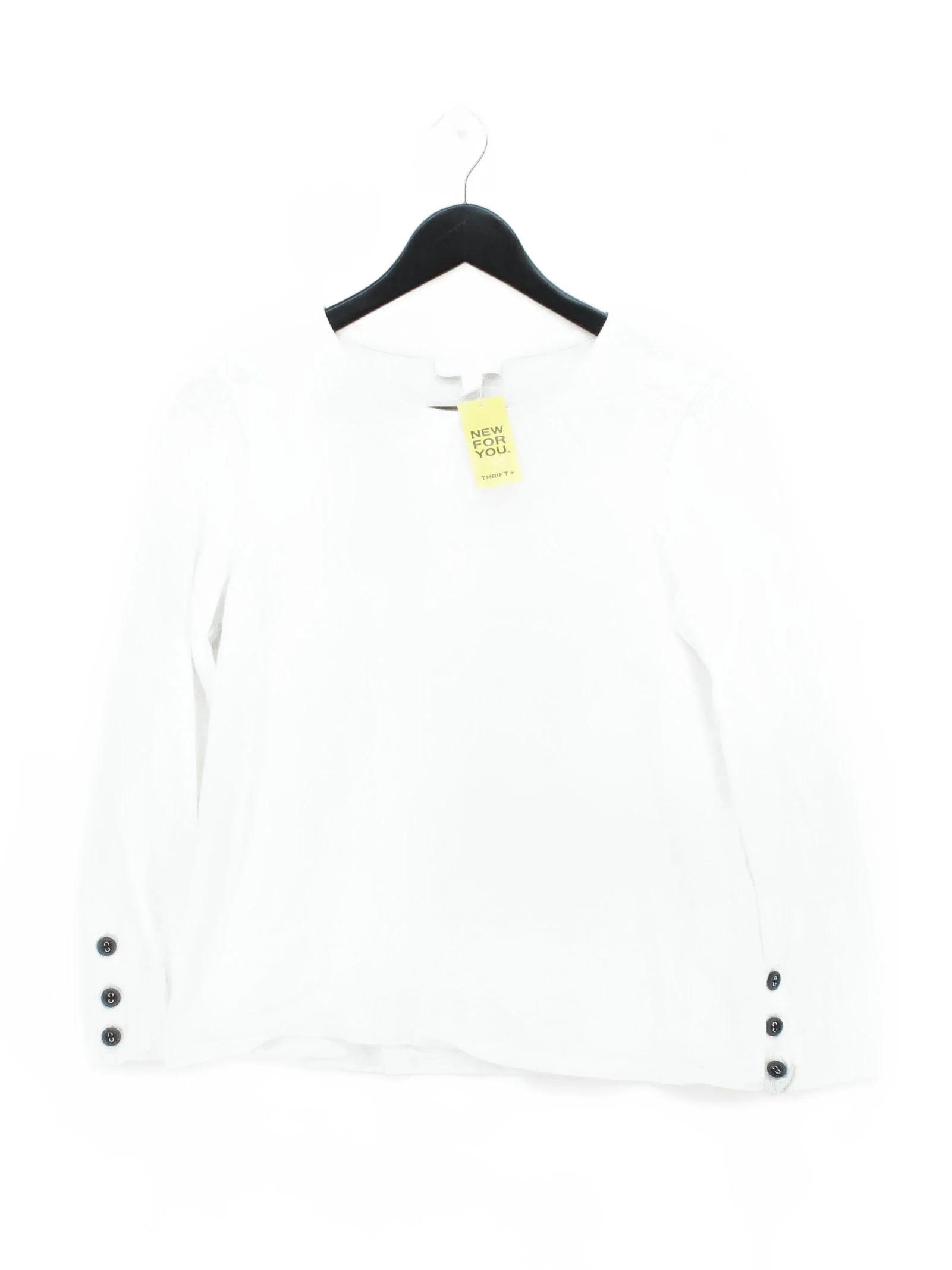 The White Company Women's Top S White 100% Cotton Long Sleeve Round Neck Basic