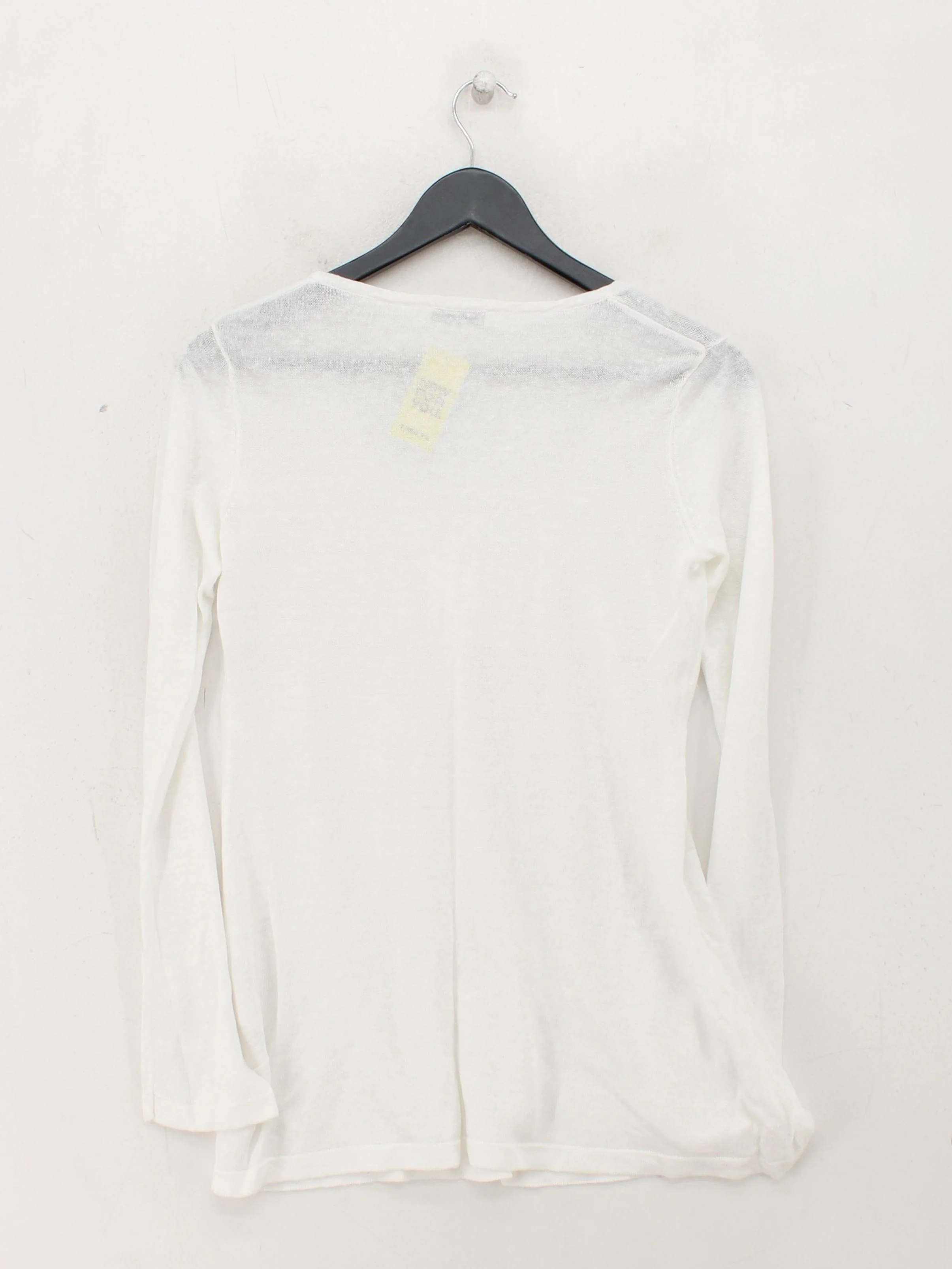 The White Company Women's Top S White 100% Linen Long Sleeve V-Neck Basic - Image 2