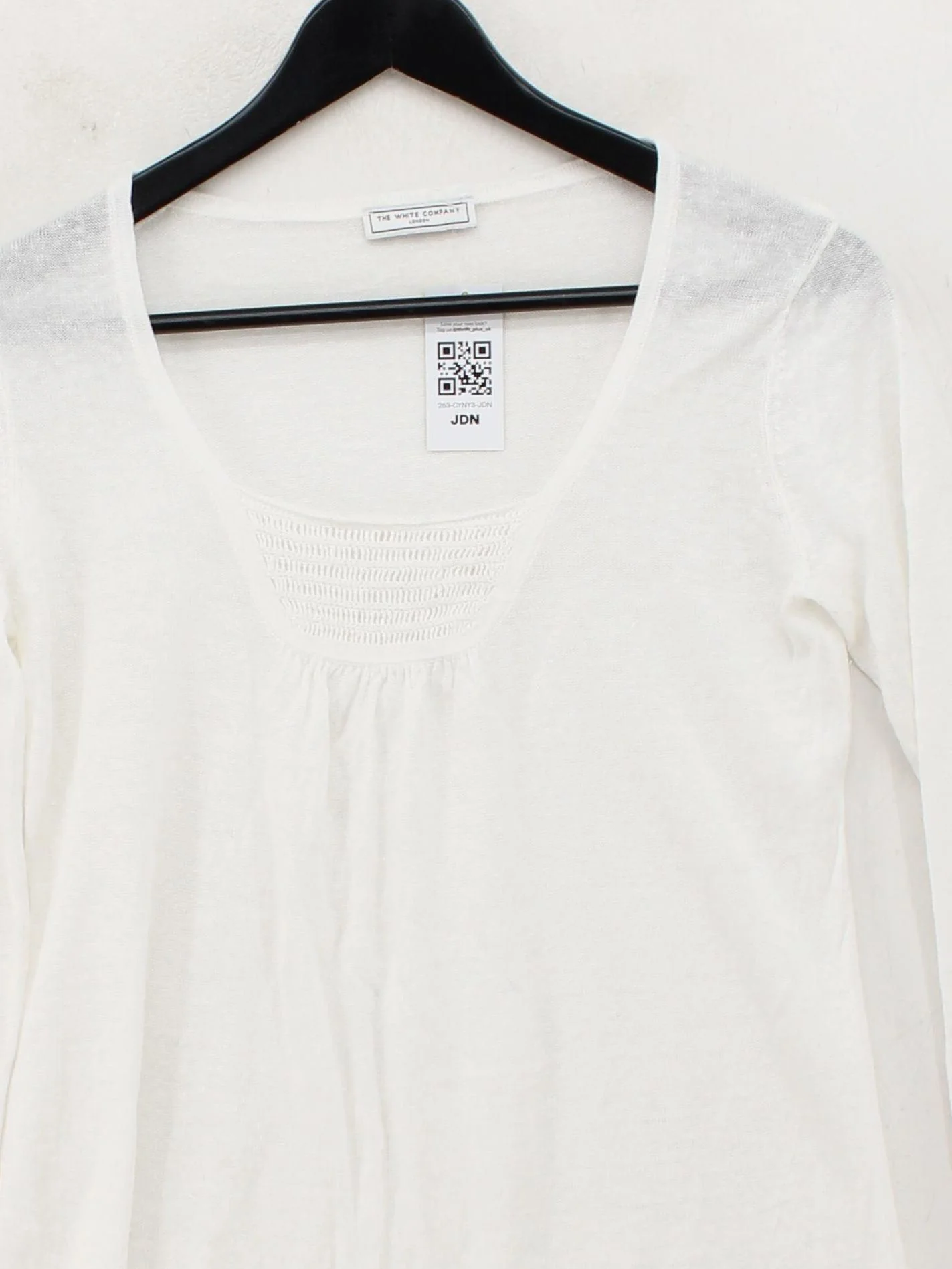 The White Company Women's Top S White 100% Linen Long Sleeve V-Neck Basic - Image 3
