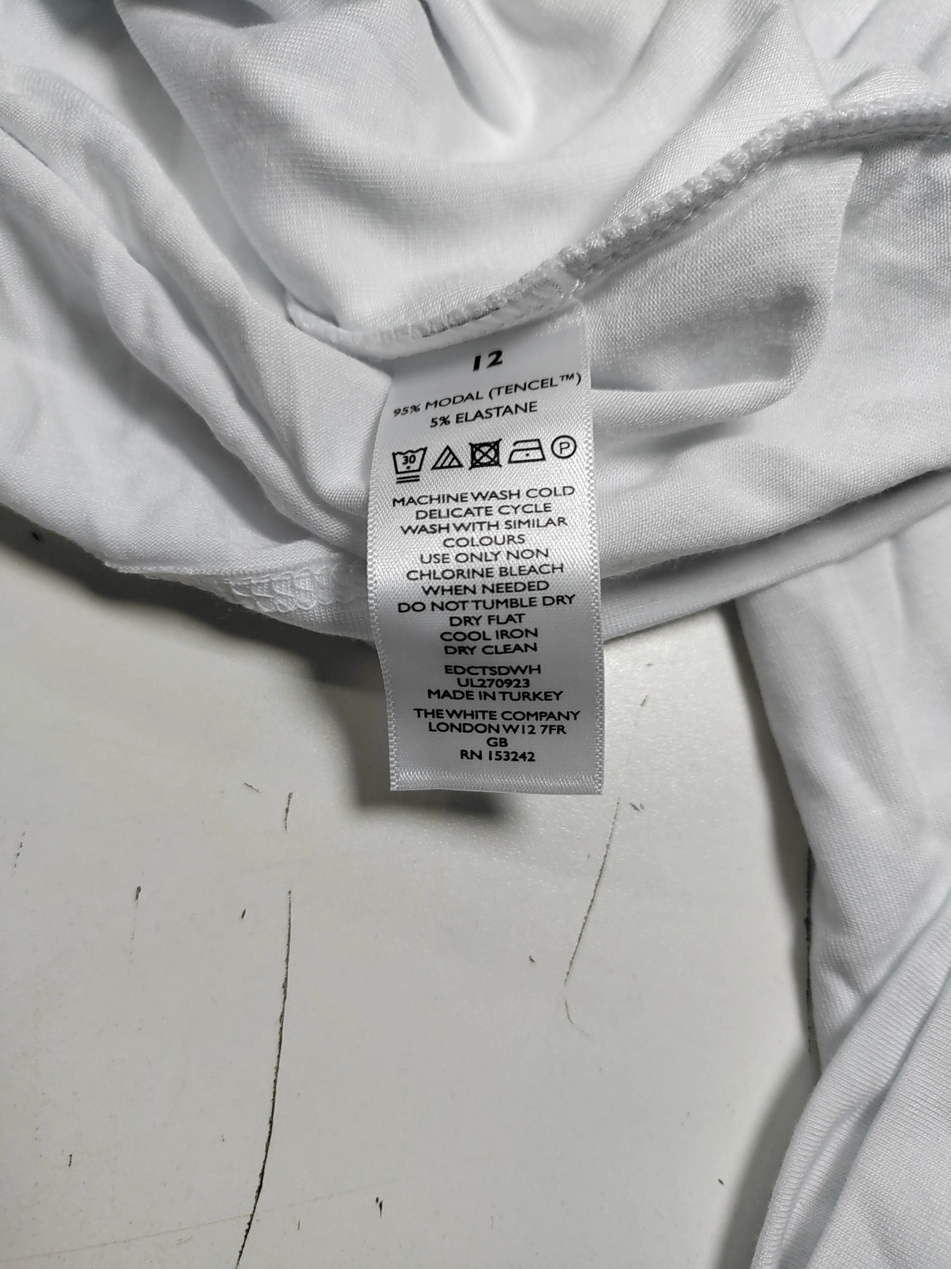 The White Company Women's Top UK 12 White Lyocell Modal with Elastane Basic - Image 7