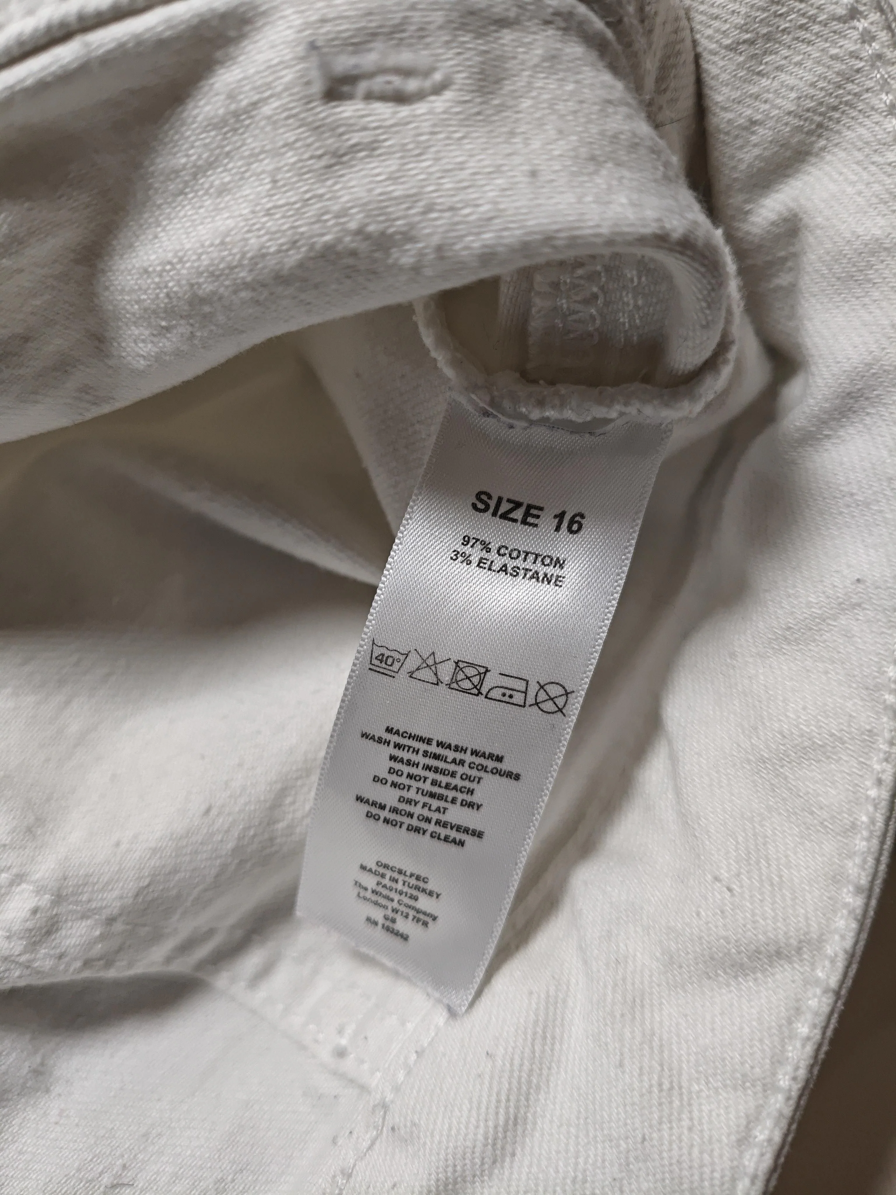 The White Company Women's Trousers UK 16 White Cotton with Elastane Cropped - Image 6