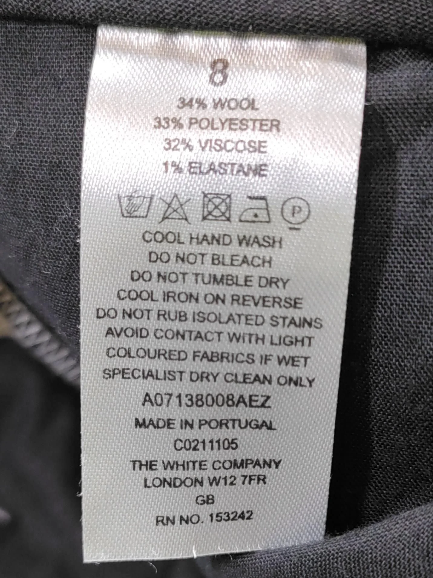 The White Company Women's Trousers UK 8 Grey Wool - Image 6