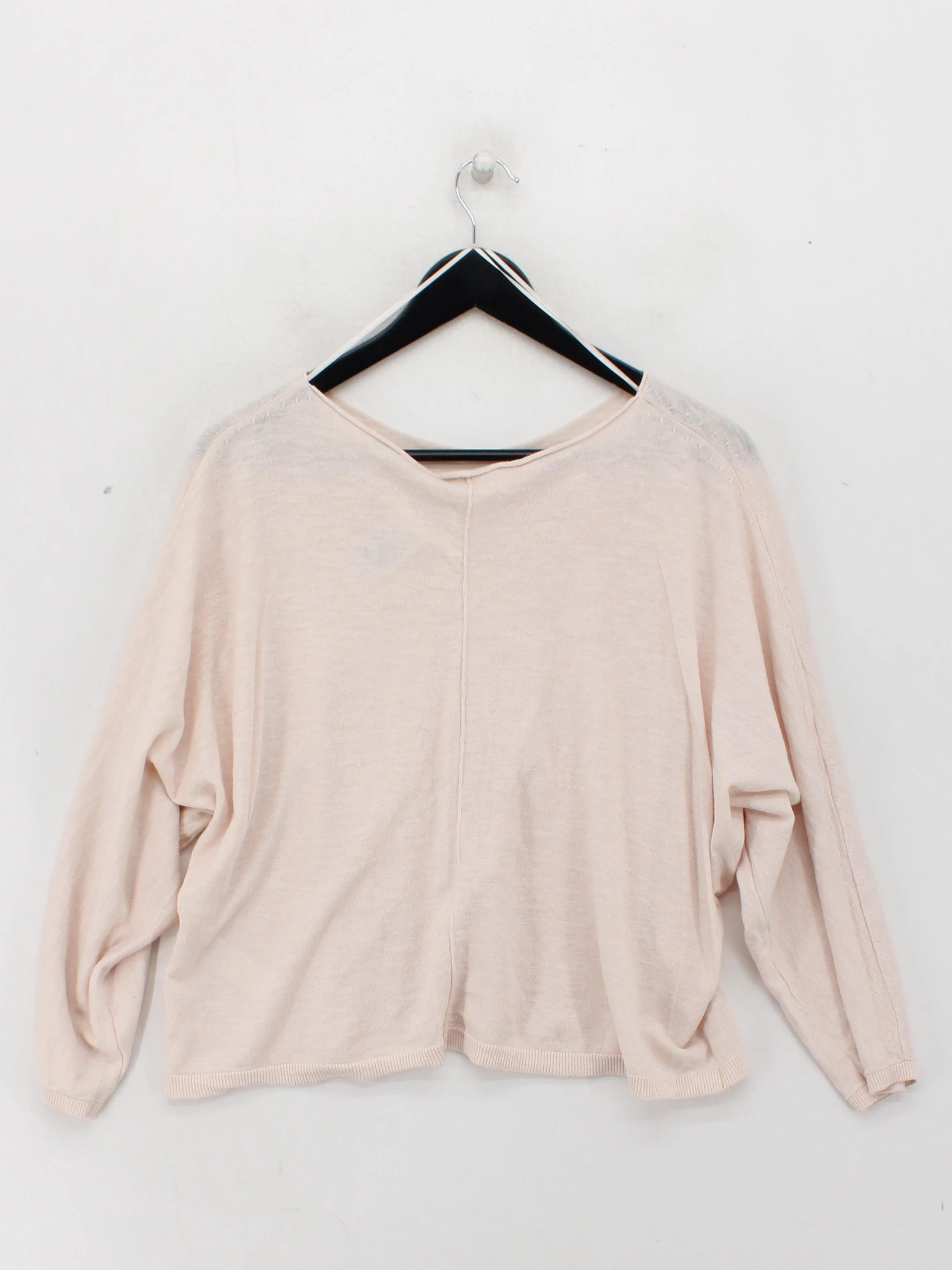 The White Label Women's Jumper M Cream Linen with Cotton V-Neck Pullover - Image 2