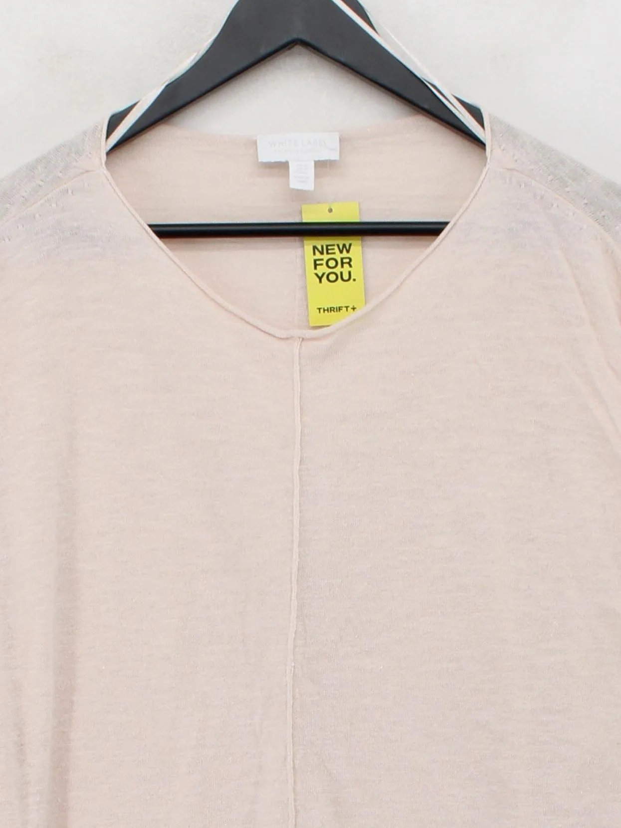 The White Label Women's Jumper M Cream Linen with Cotton V-Neck Pullover - Image 3