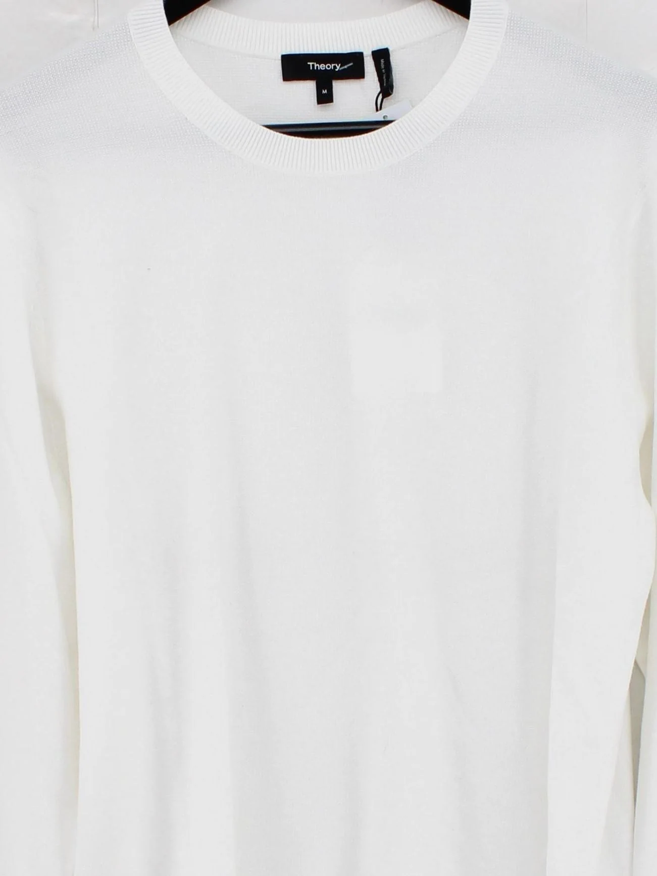 Theory Men's Jumper M White Viscose with Polyester Round Neck Pullover - Image 3