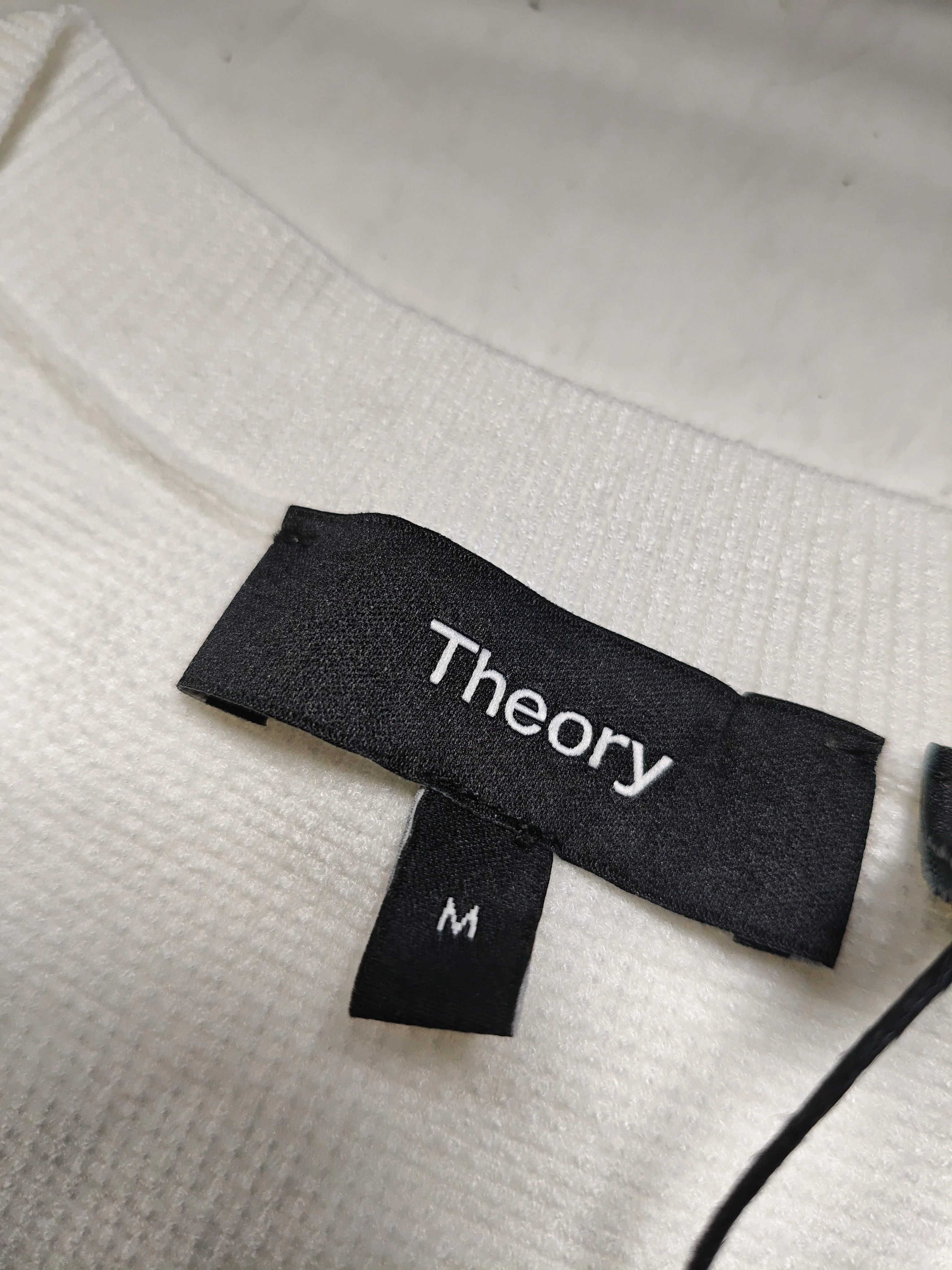 Theory Men's Jumper M White Viscose with Polyester Round Neck Pullover - Image 5