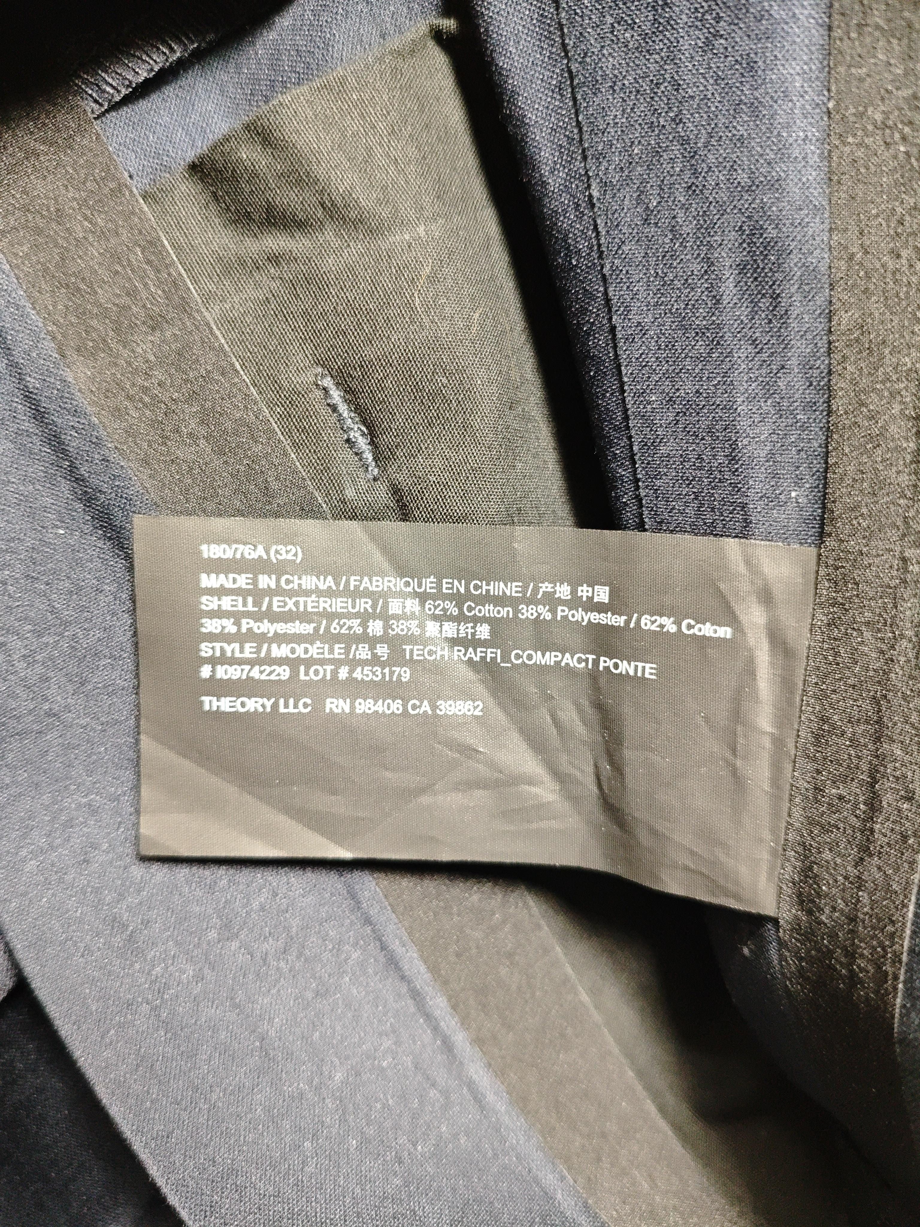 Theory Men's Trousers W 32 in Black Polyester with Cotton Tapered Chino - Image 7