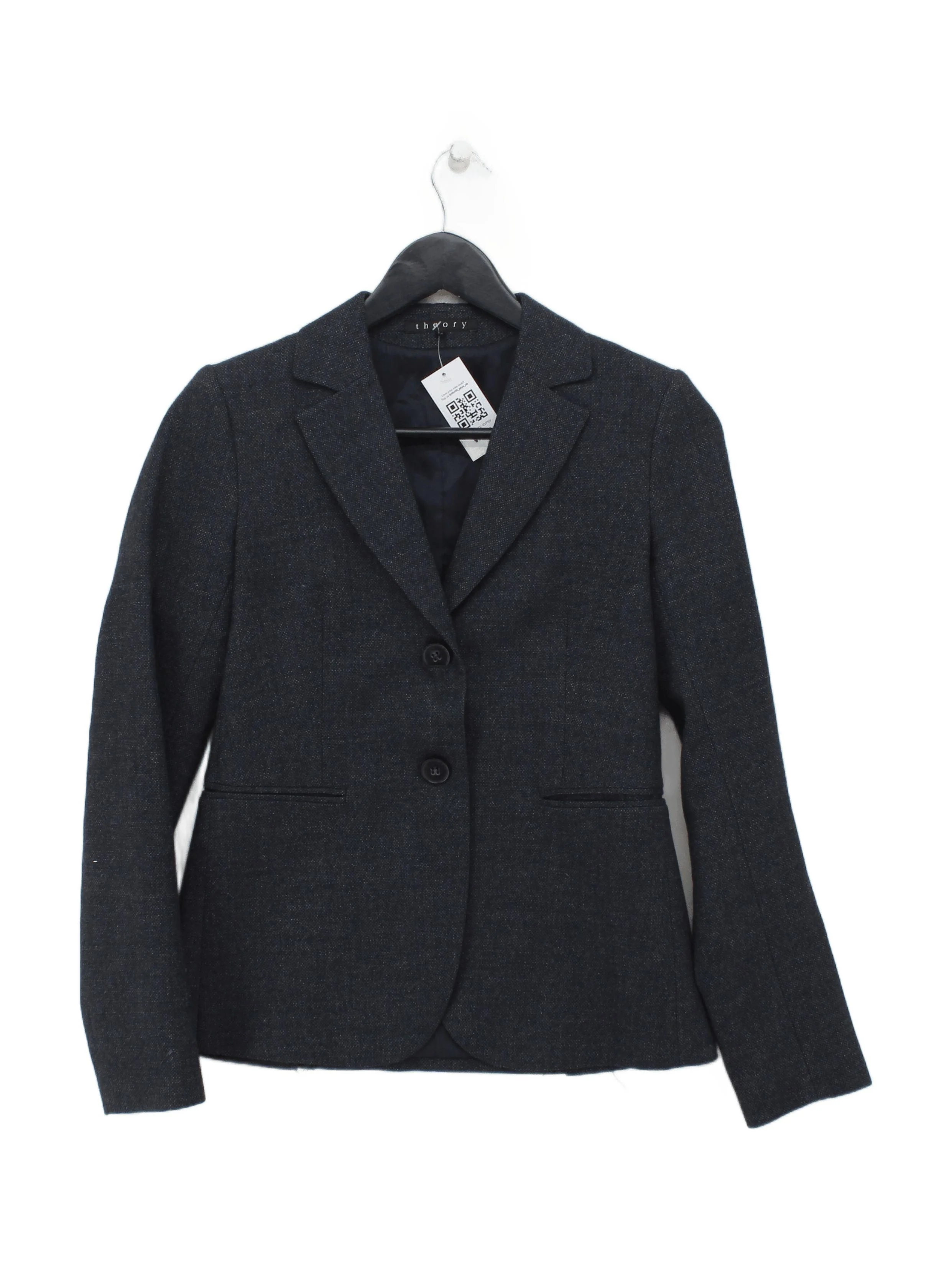 Theory Women's Blazer UK 4 Blue Wool with Elastane Overcoat