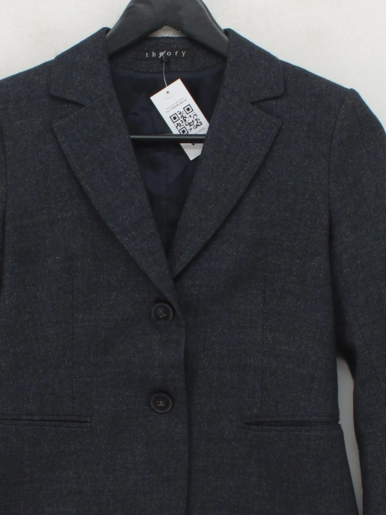 Theory Women's Blazer UK 4 Blue Wool with Elastane Overcoat - Image 3