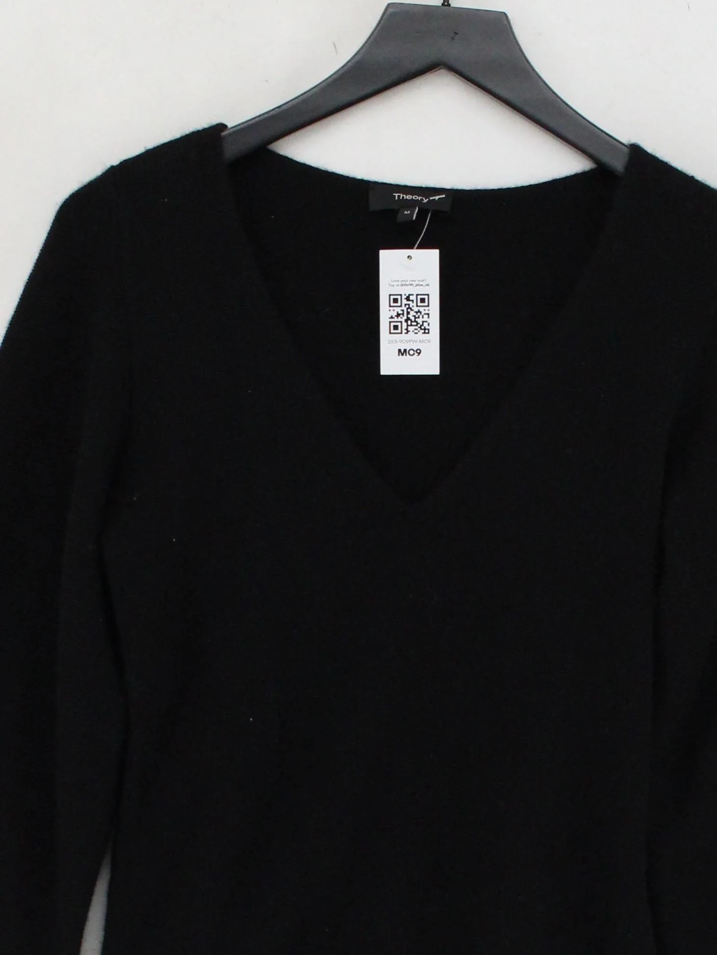 Theory Women's Jumper M Black 100% Cashmere V-Neck Pullover - Image 3