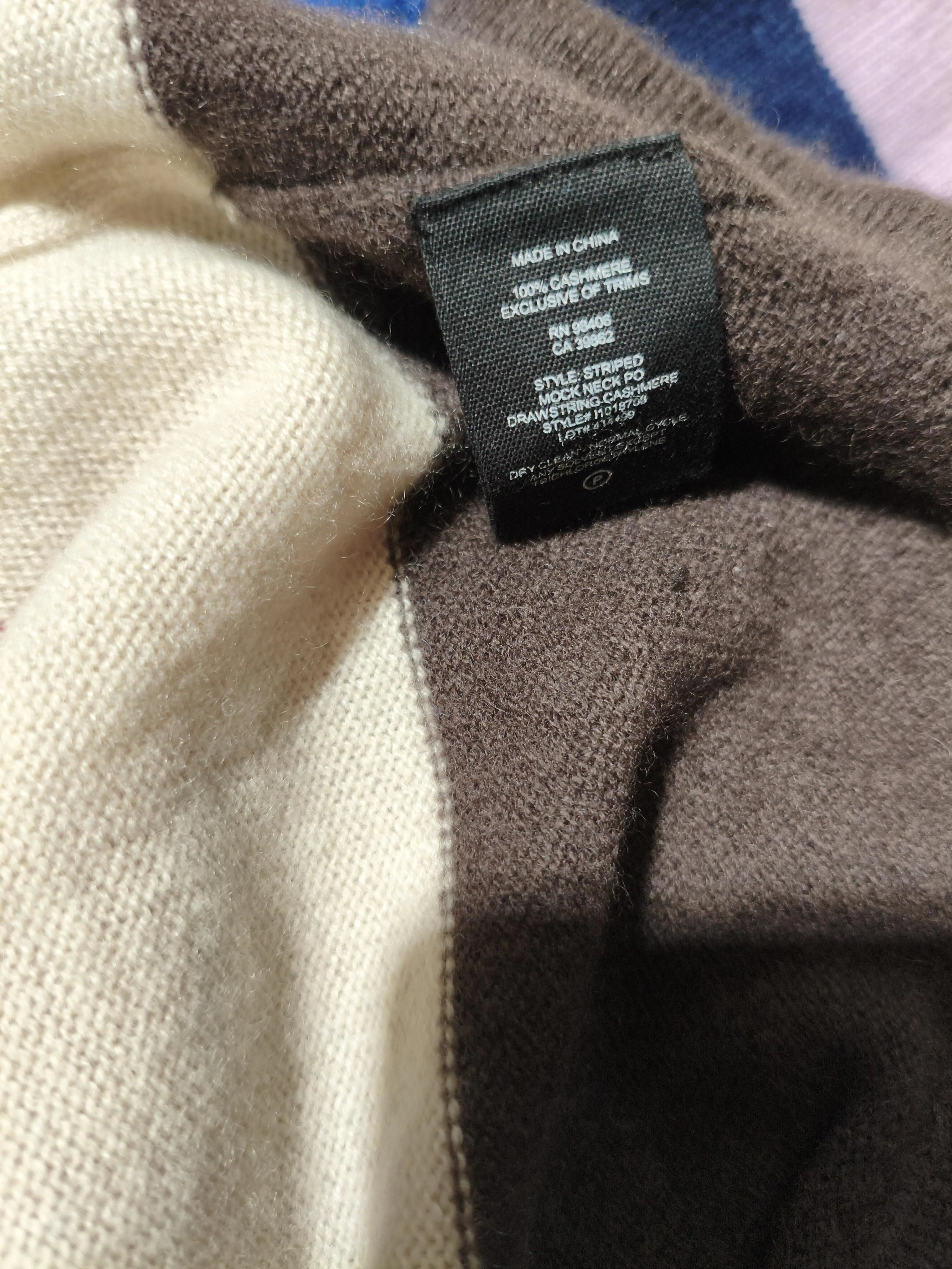 Theory Women's Jumper M Multi Striped 100% Cashmere Mock Neck Pullover - Image 7