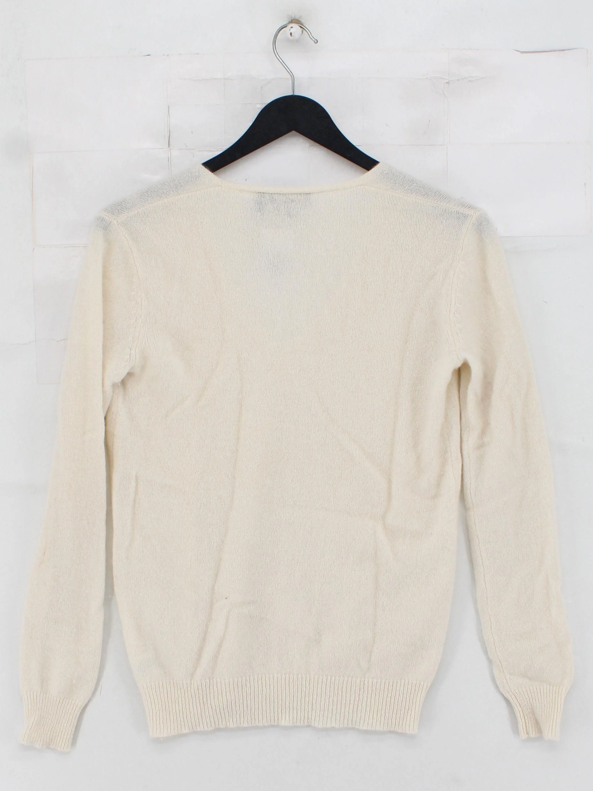 Theory Women's Jumper XS Cream 100% Cashmere V-Neck Pullover - Image 2