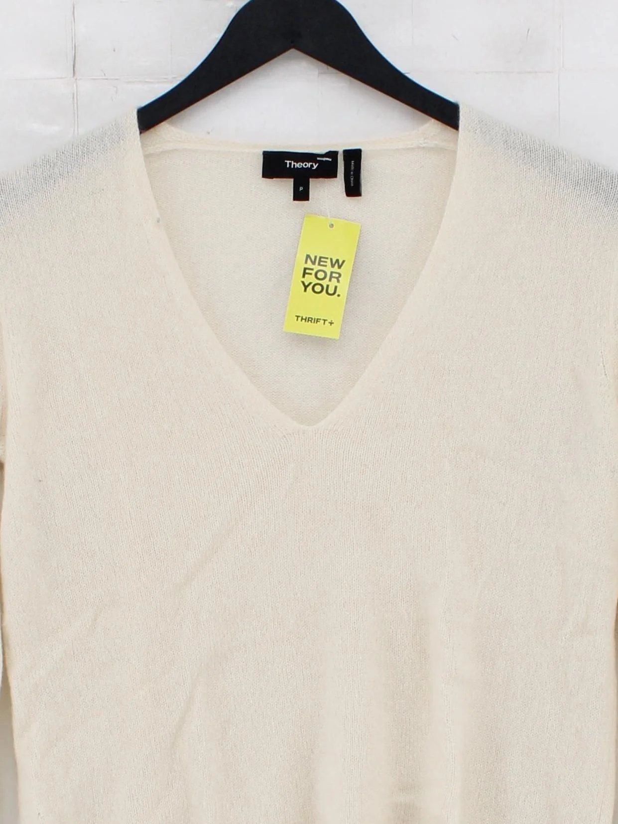 Theory Women's Jumper XS Cream 100% Cashmere V-Neck Pullover - Image 3