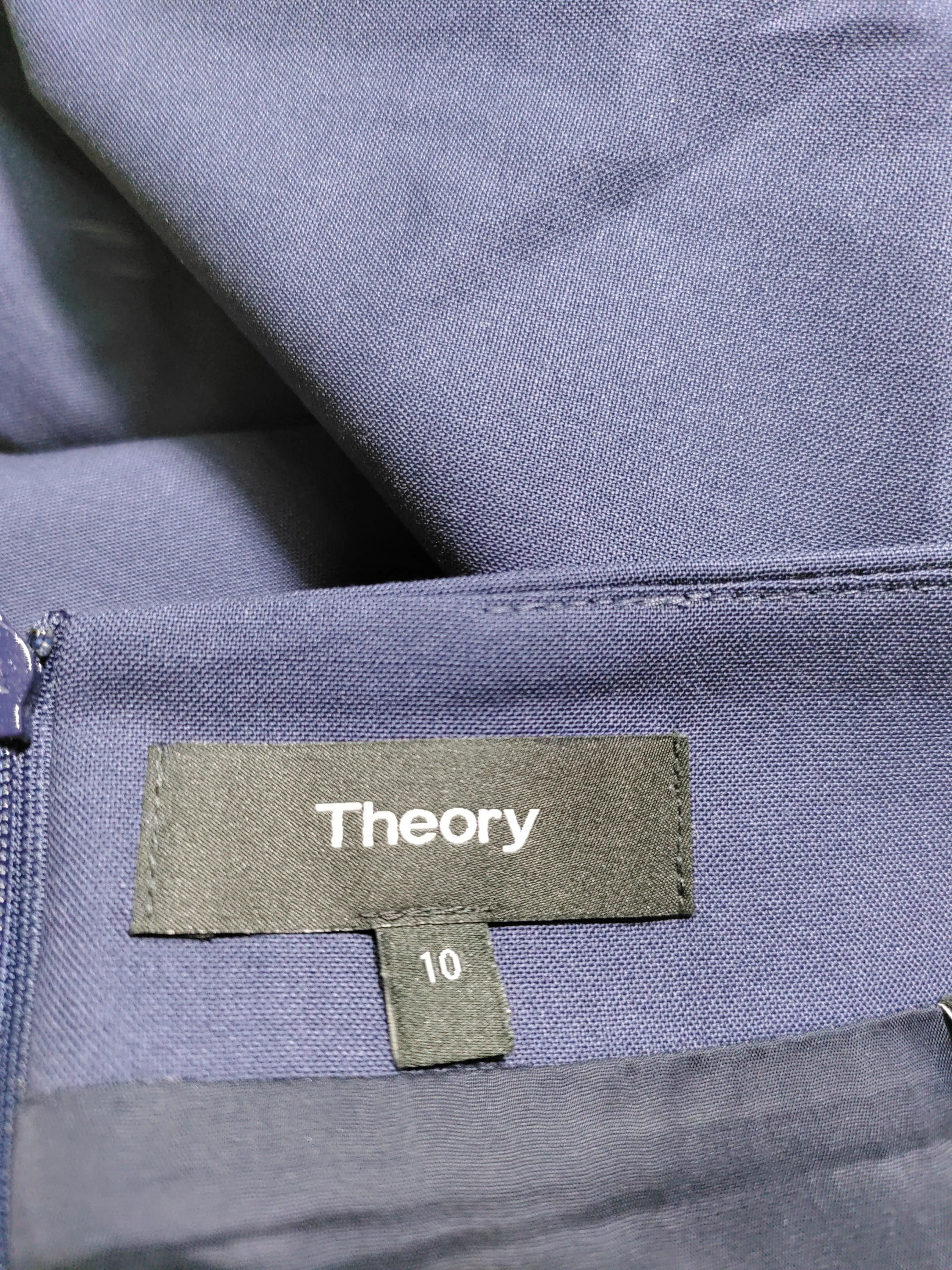Theory Women's Midi Skirt UK 14 Blue Wool with Elastane, Rayon Straight & Pencil - Image 5