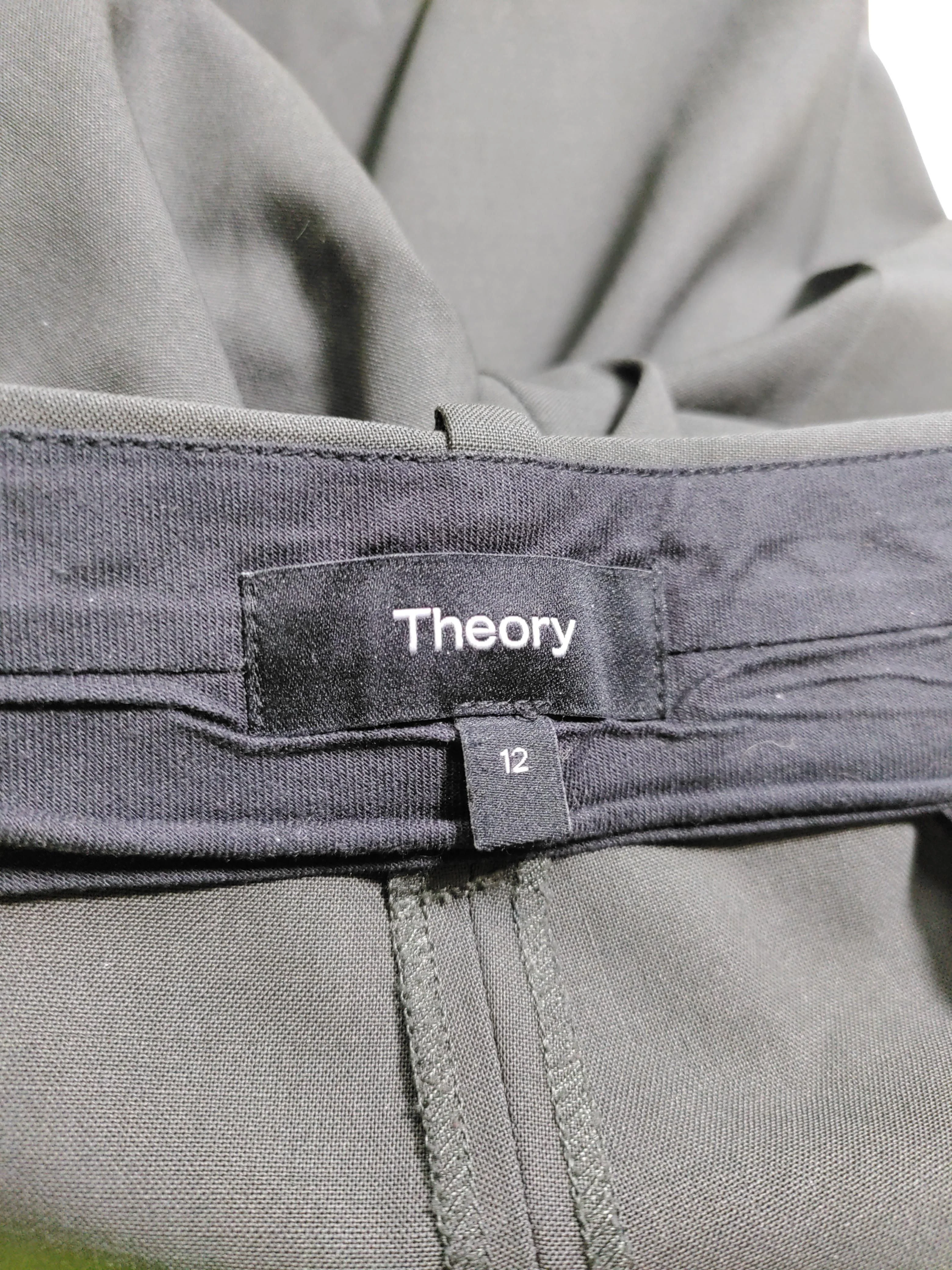 Theory Women's Suit Trousers UK 12 Green Wool with Elastane Straight Dress Pants - Image 5