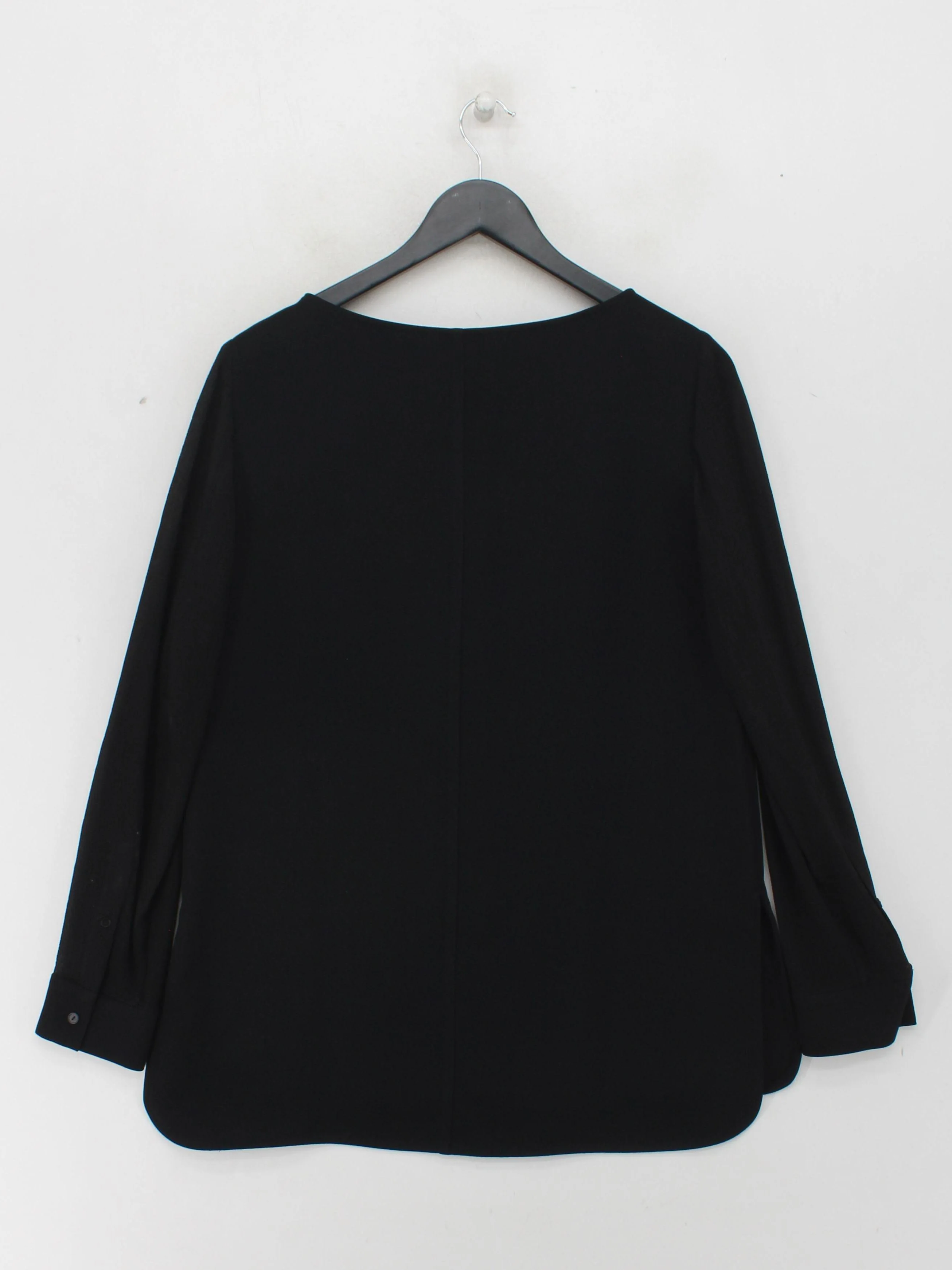 Theory Women's Top M Black Polyester with Silk Long Sleeve Round Neck Basic - Image 2
