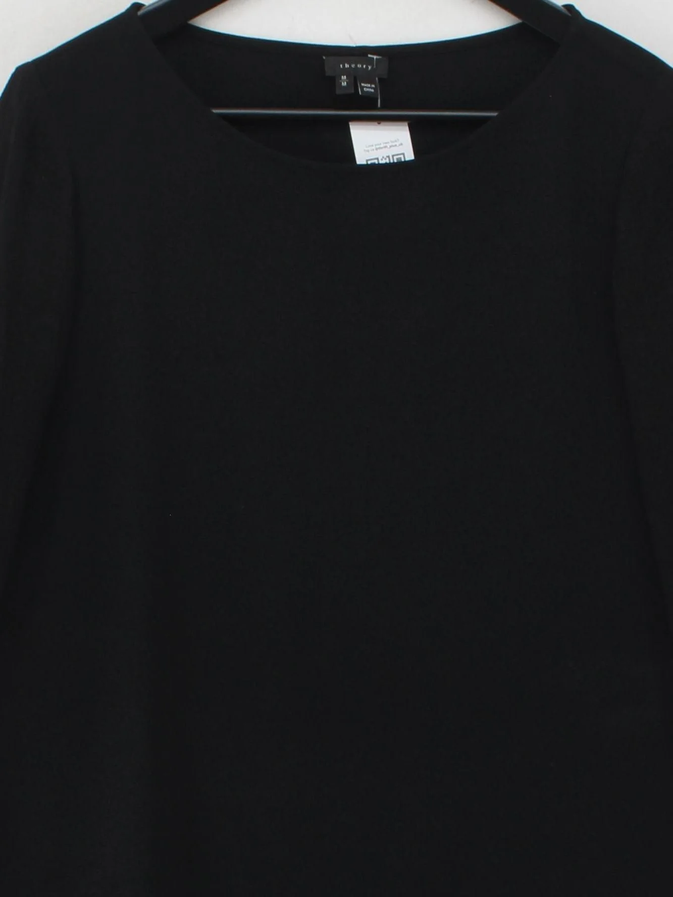 Theory Women's Top M Black Polyester with Silk Long Sleeve Round Neck Basic - Image 3