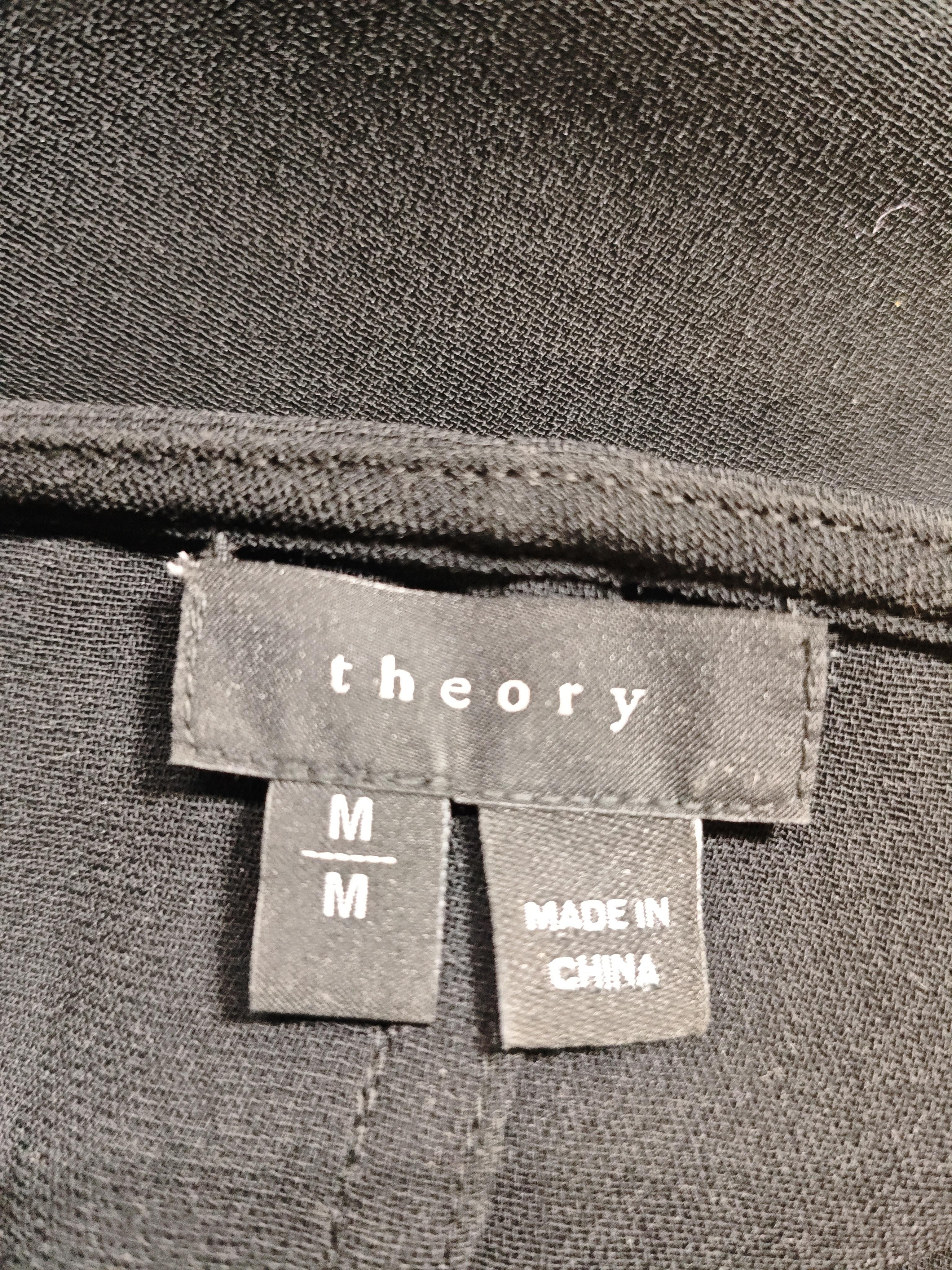 Theory Women's Top M Black Polyester with Silk Long Sleeve Round Neck Basic - Image 6