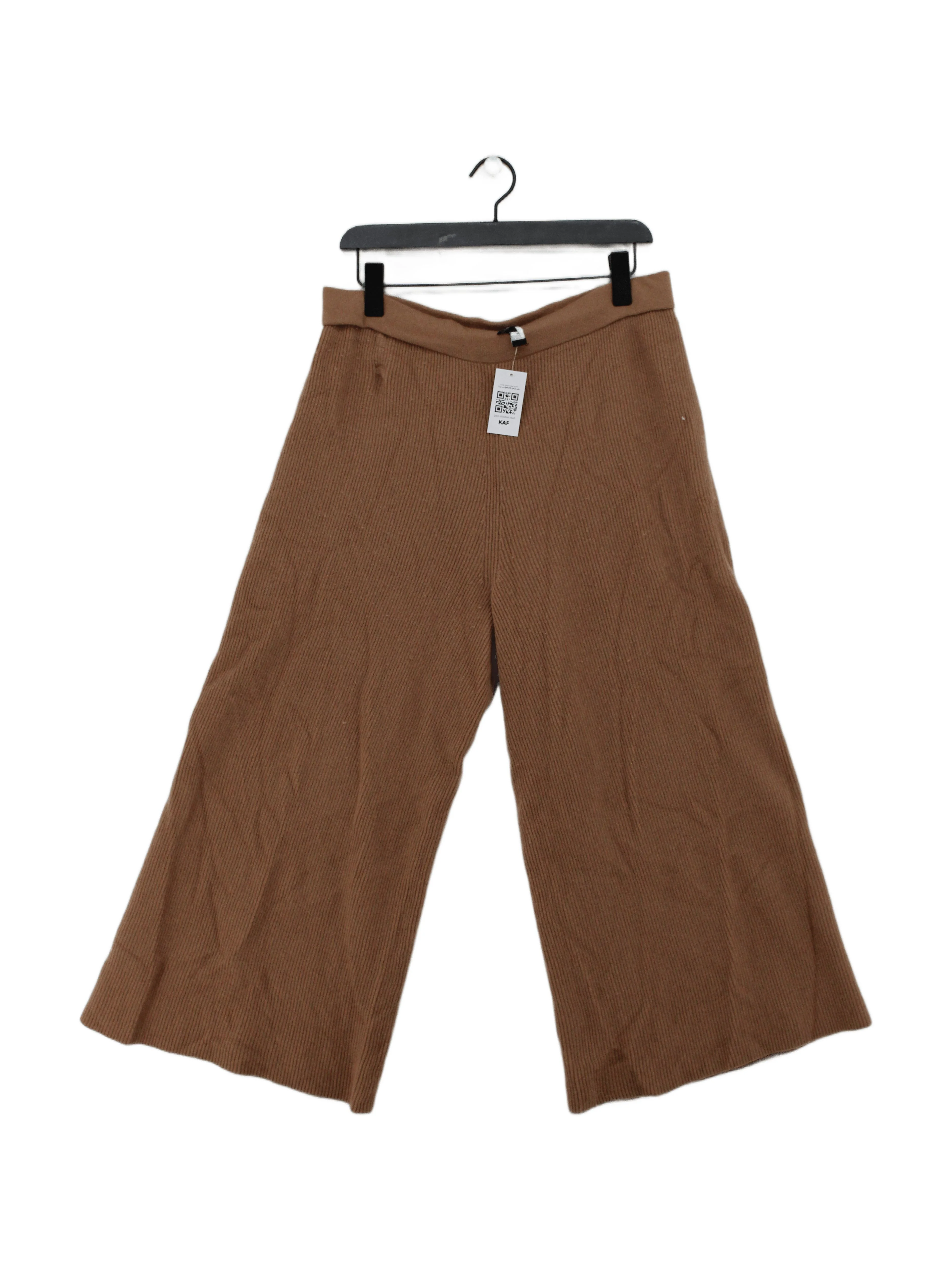 Theory Women's Trousers L Tan Wool with Cashmere Wide-Leg Sweatpants