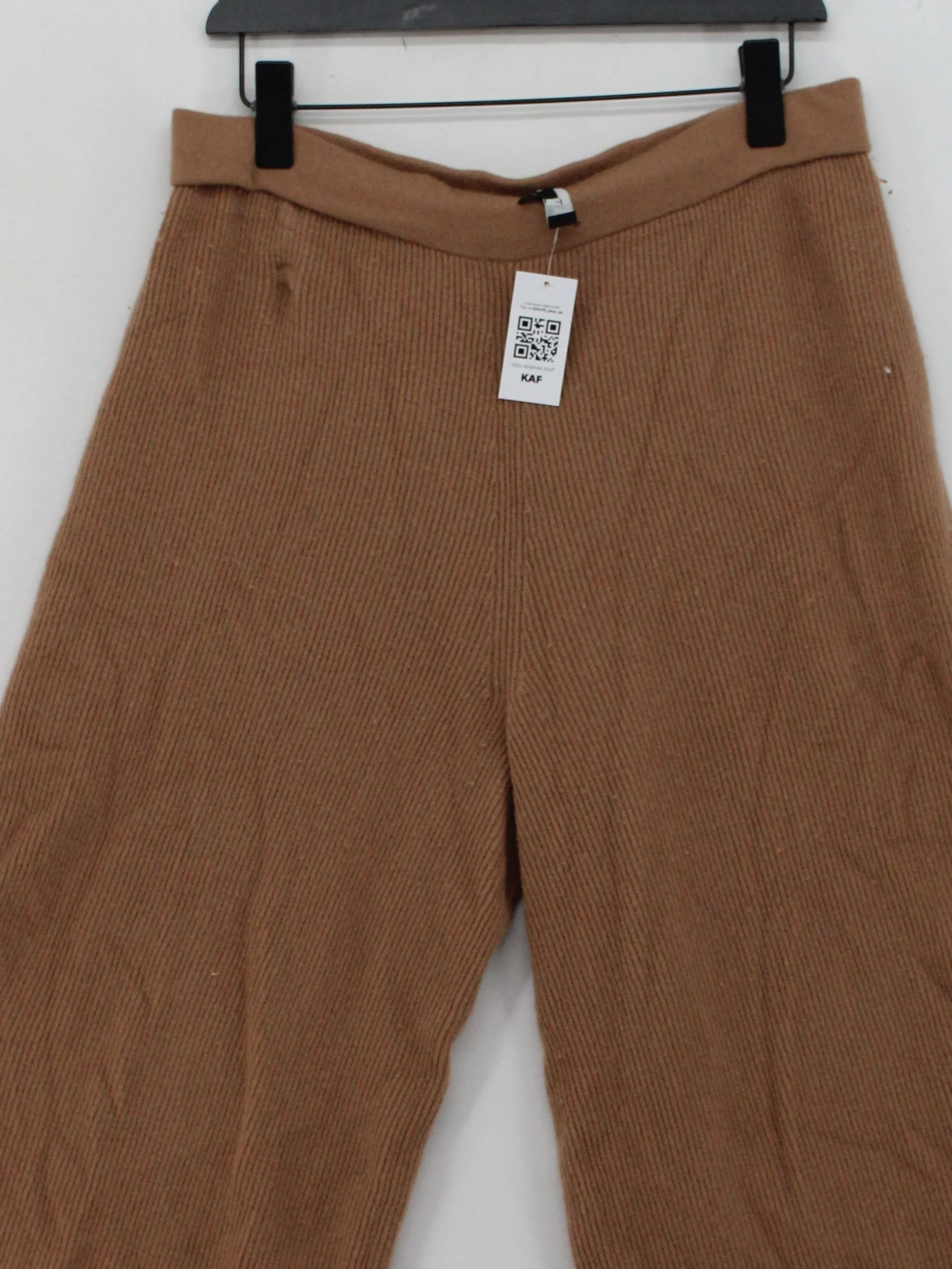 Theory Women's Trousers L Tan Wool with Cashmere Wide-Leg Sweatpants - Image 3