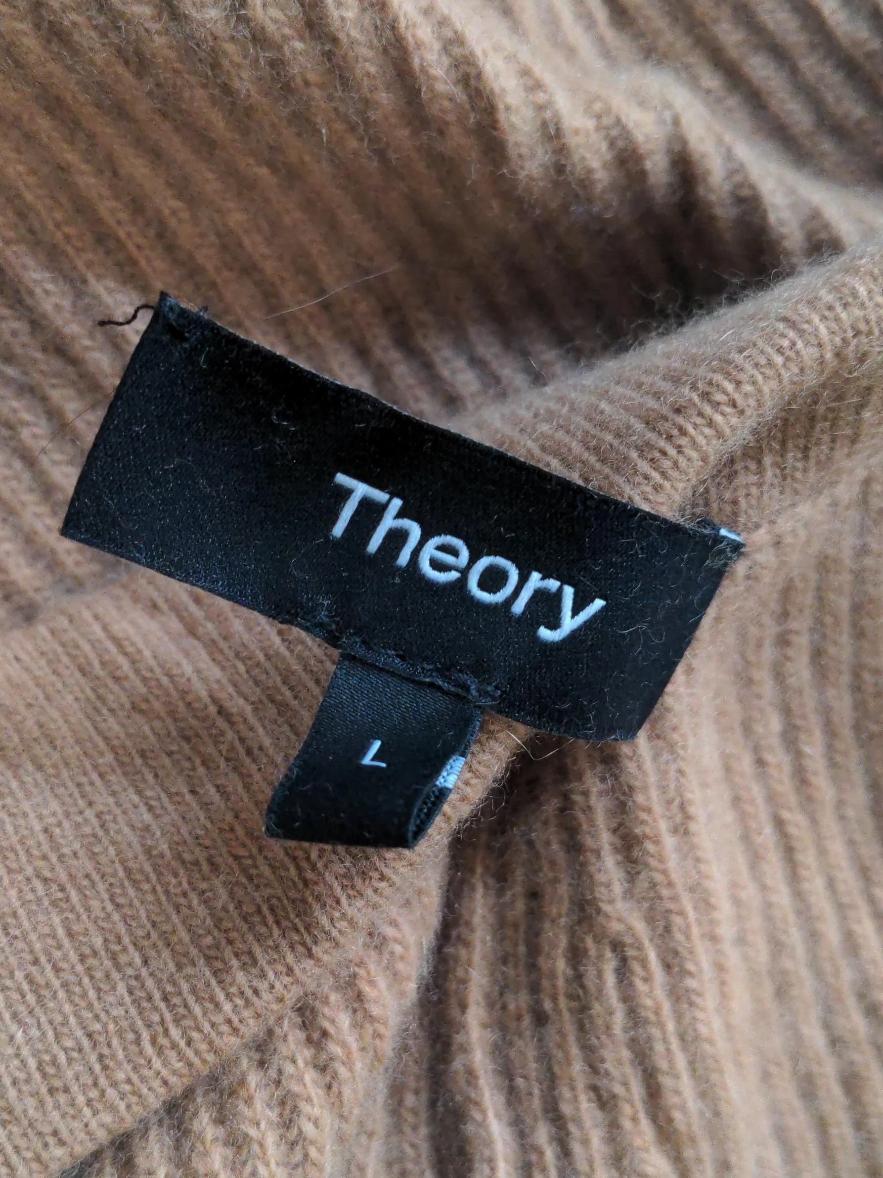 Theory Women's Trousers L Tan Wool with Cashmere Wide-Leg Sweatpants - Image 7