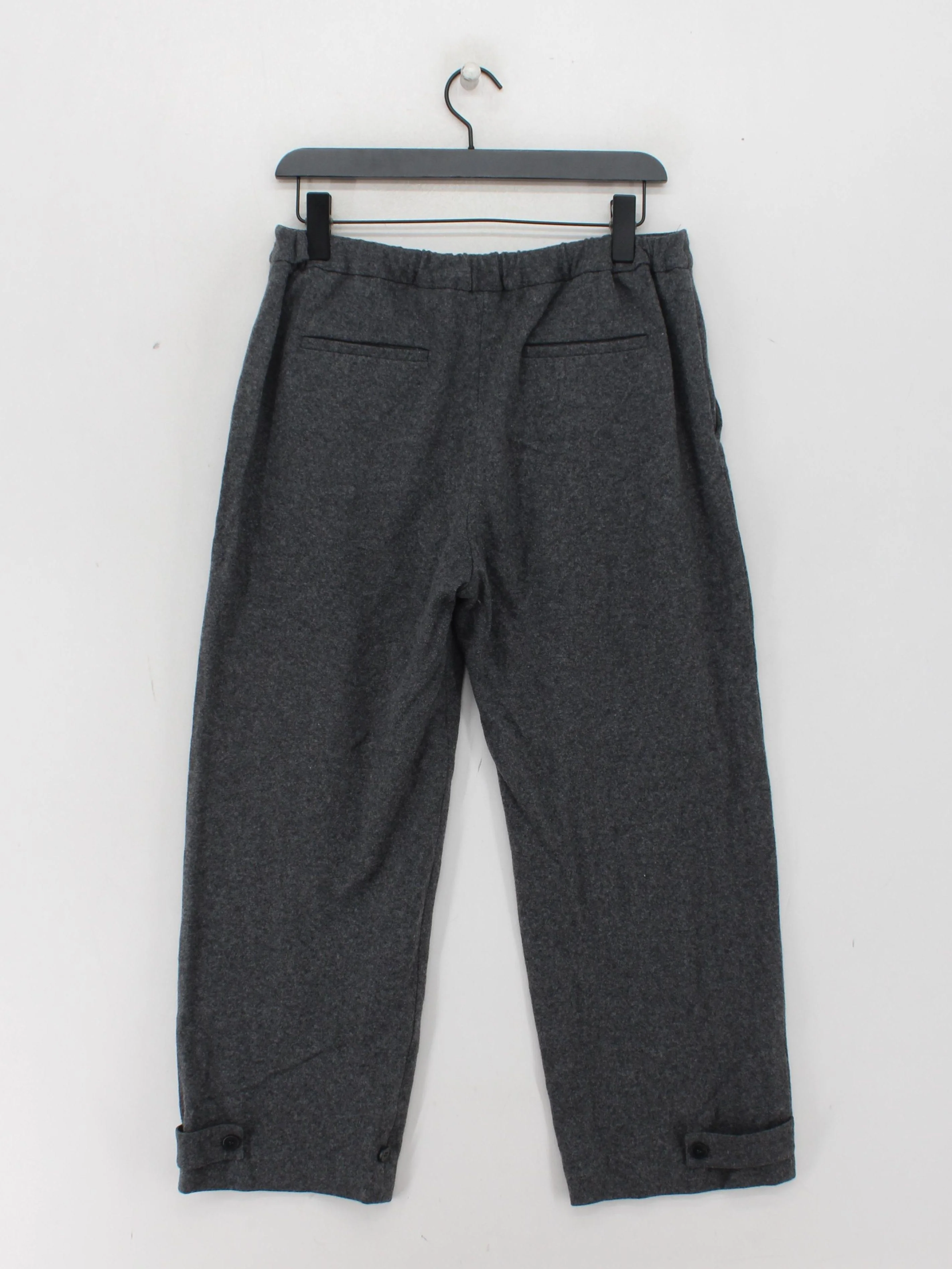 Theory Women's Trousers M Grey 100% Wool Wide-Leg Cropped - Image 2