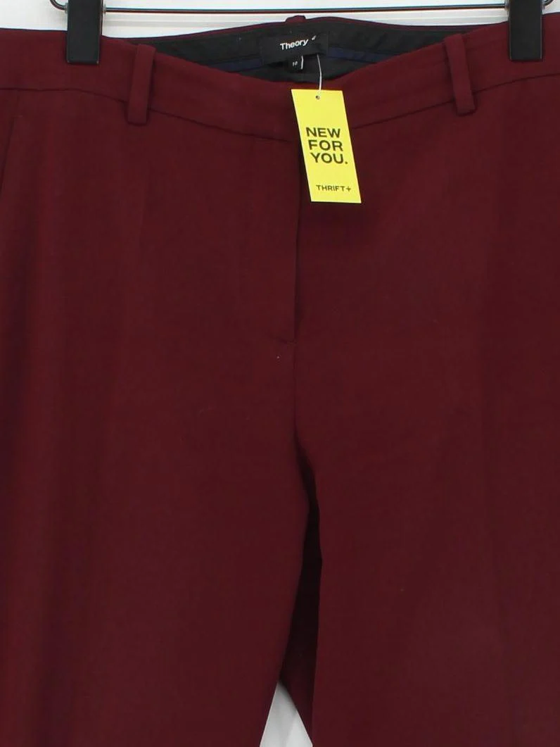 Theory Women's Trousers UK 10 Red 100% Other Tapered Chino - Image 3