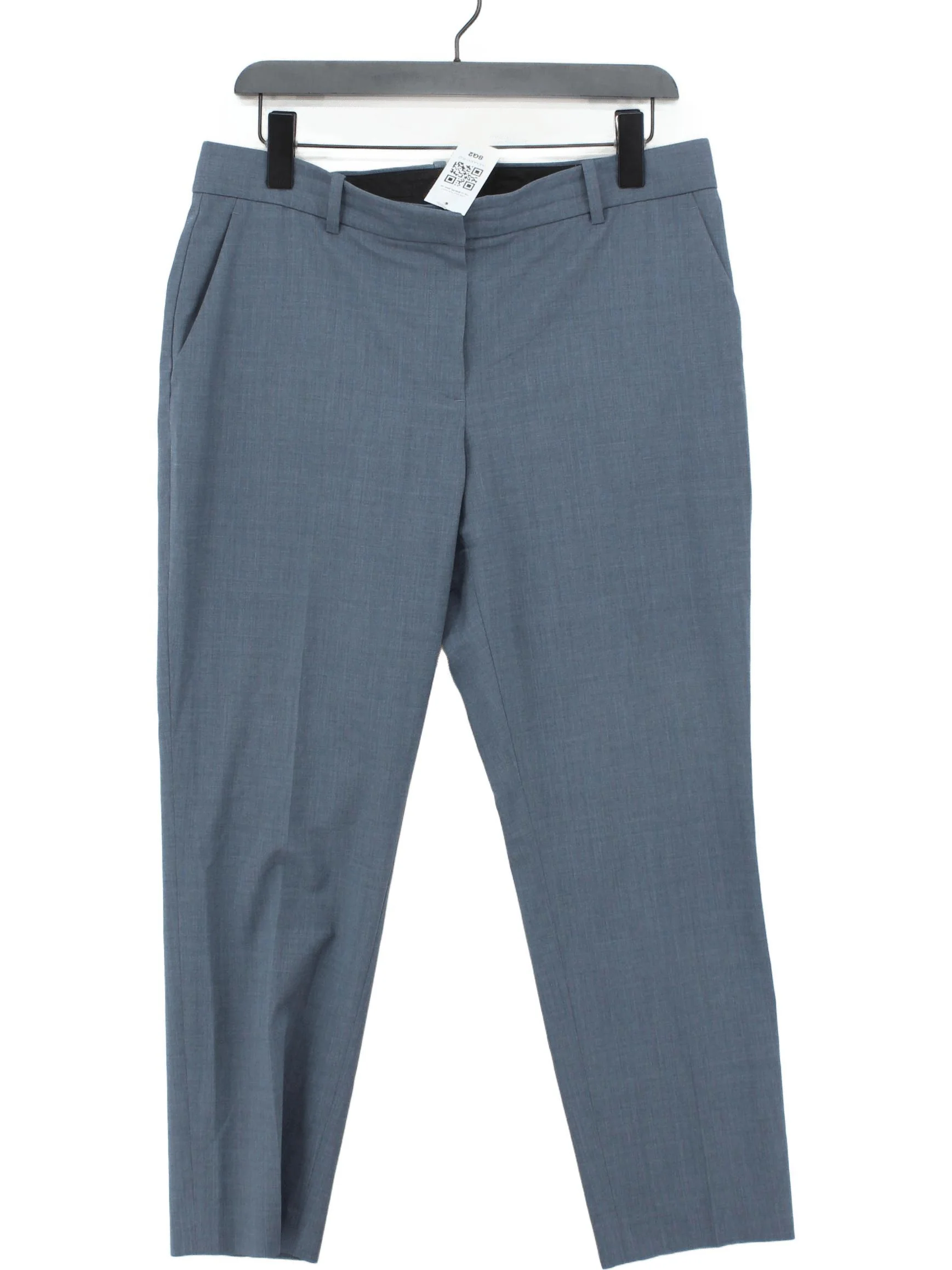 Theory Women's Trousers UK 14 Blue Wool with Elastane Straight Cropped