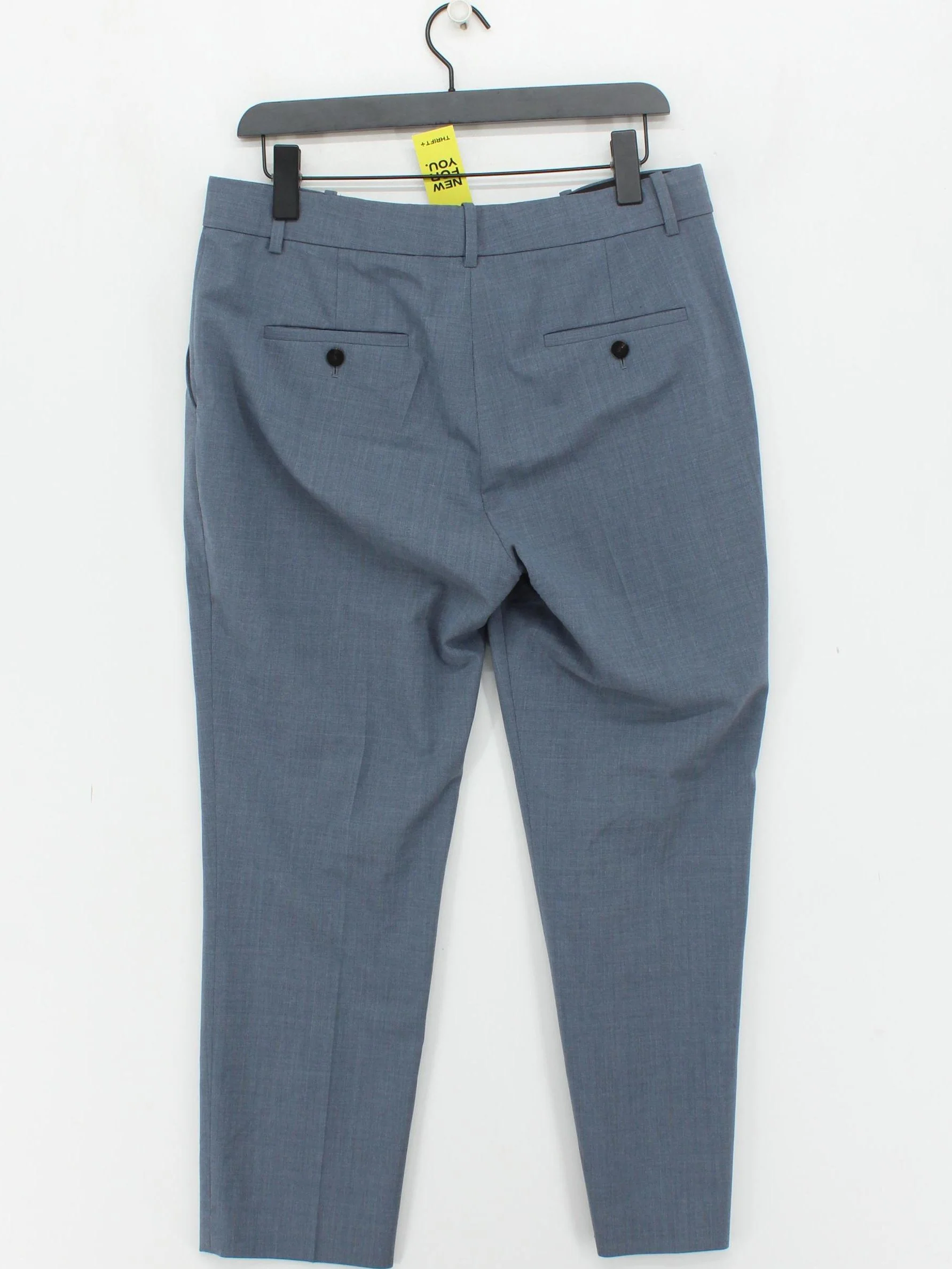 Theory Women's Trousers UK 14 Blue Wool with Elastane Straight Cropped - Image 2