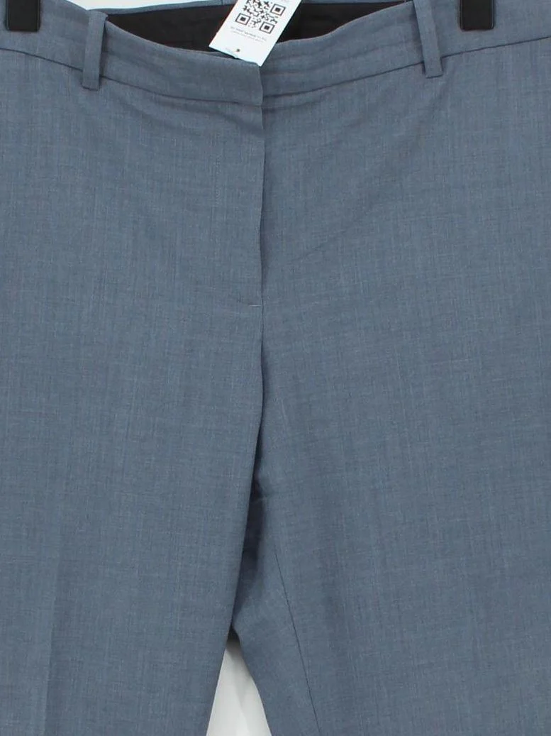 Theory Women's Trousers UK 14 Blue Wool with Elastane Straight Cropped - Image 3