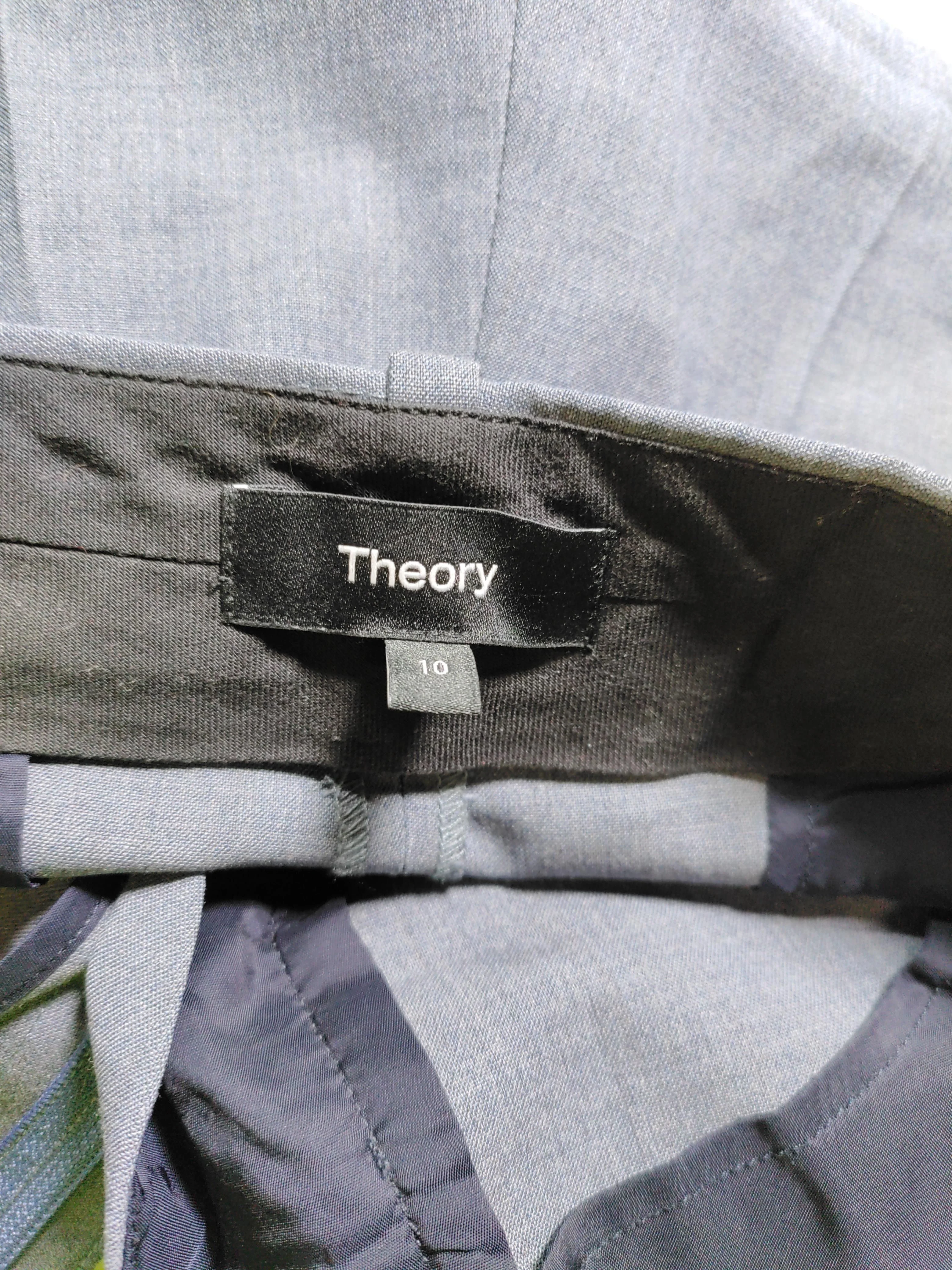 Theory Women's Trousers UK 14 Blue Wool with Elastane Straight Cropped - Image 5